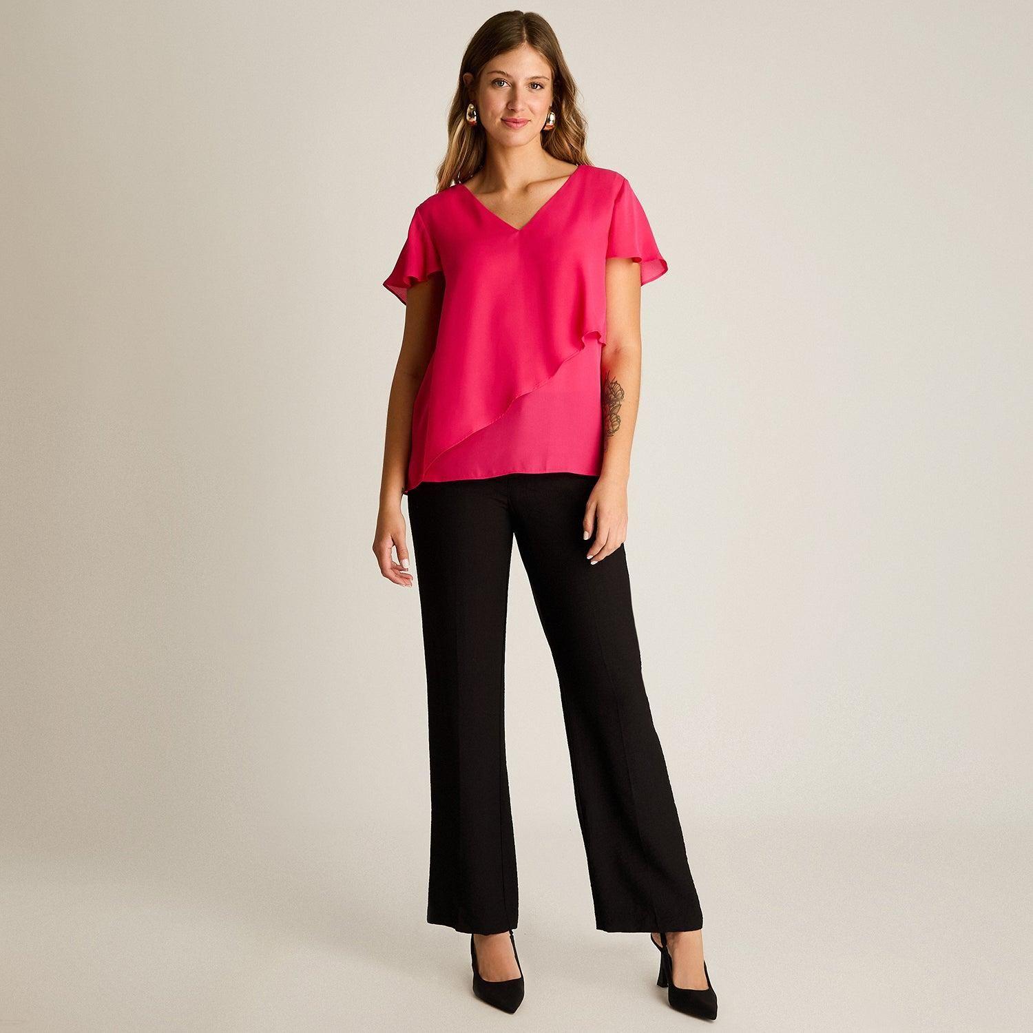 Blusa Fucsia Asimétrica Cuello V-3