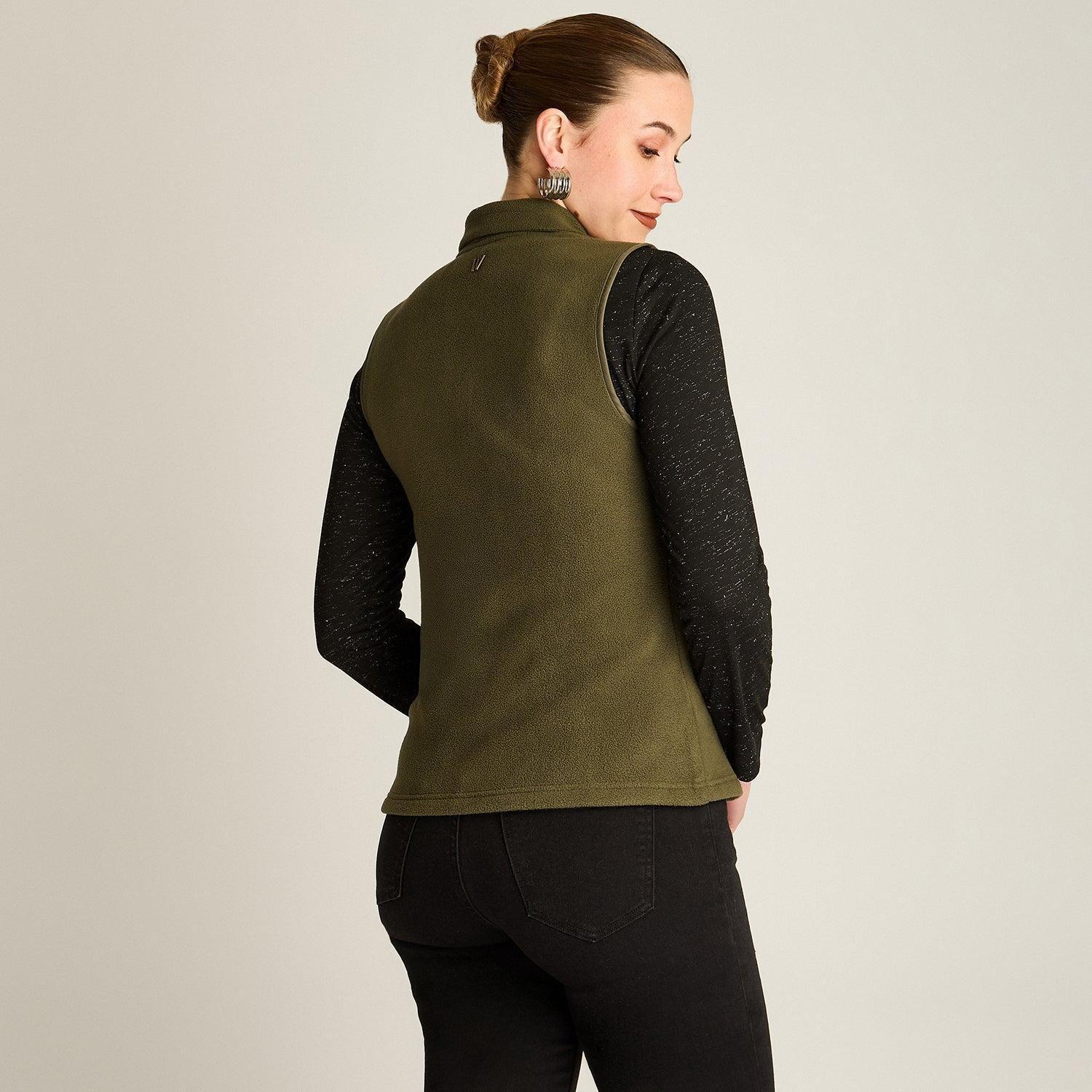 Polerón Polar Verde Sin Mangas Diseño Quilted a Tono-1