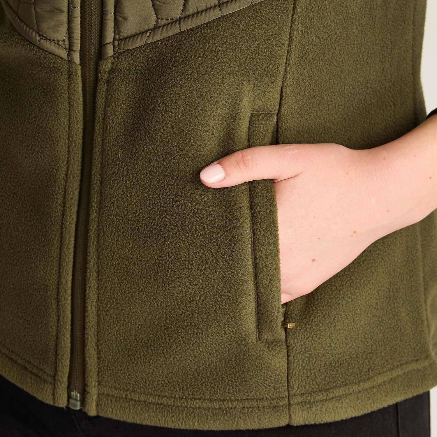 Polerón Polar Verde Sin Mangas Diseño Quilted a Tono-2