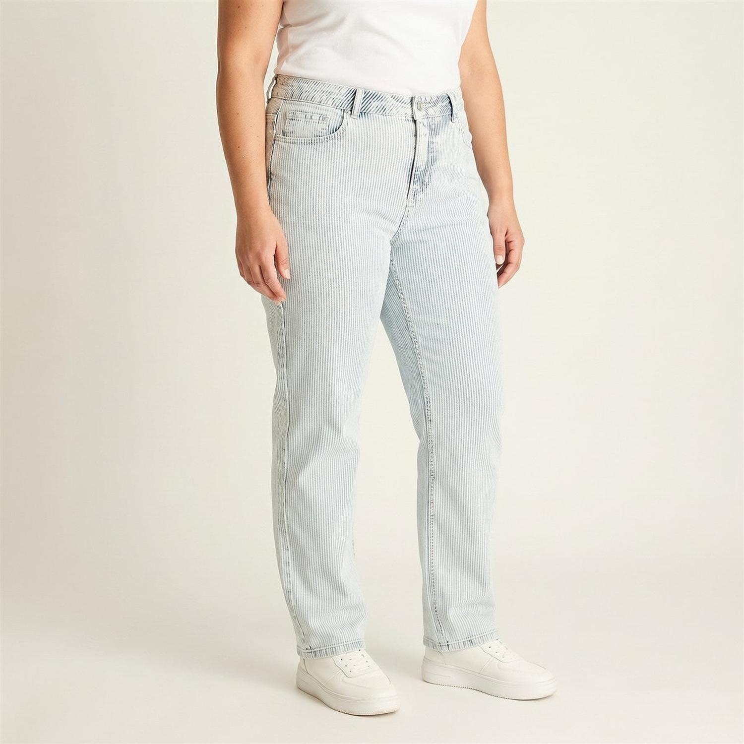Jeans Azul Recto Con Rayas-1