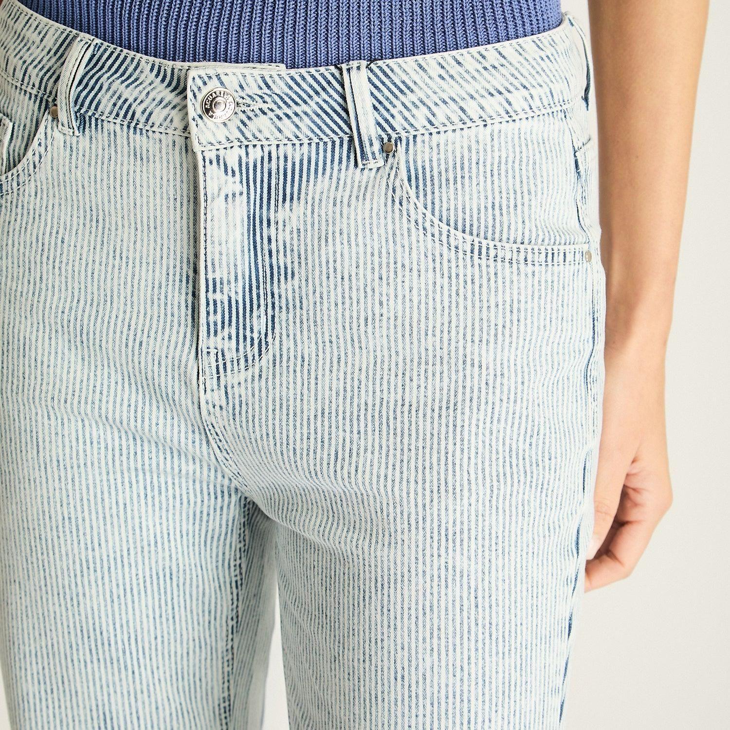 Jeans Azul Recto Con Rayas-3