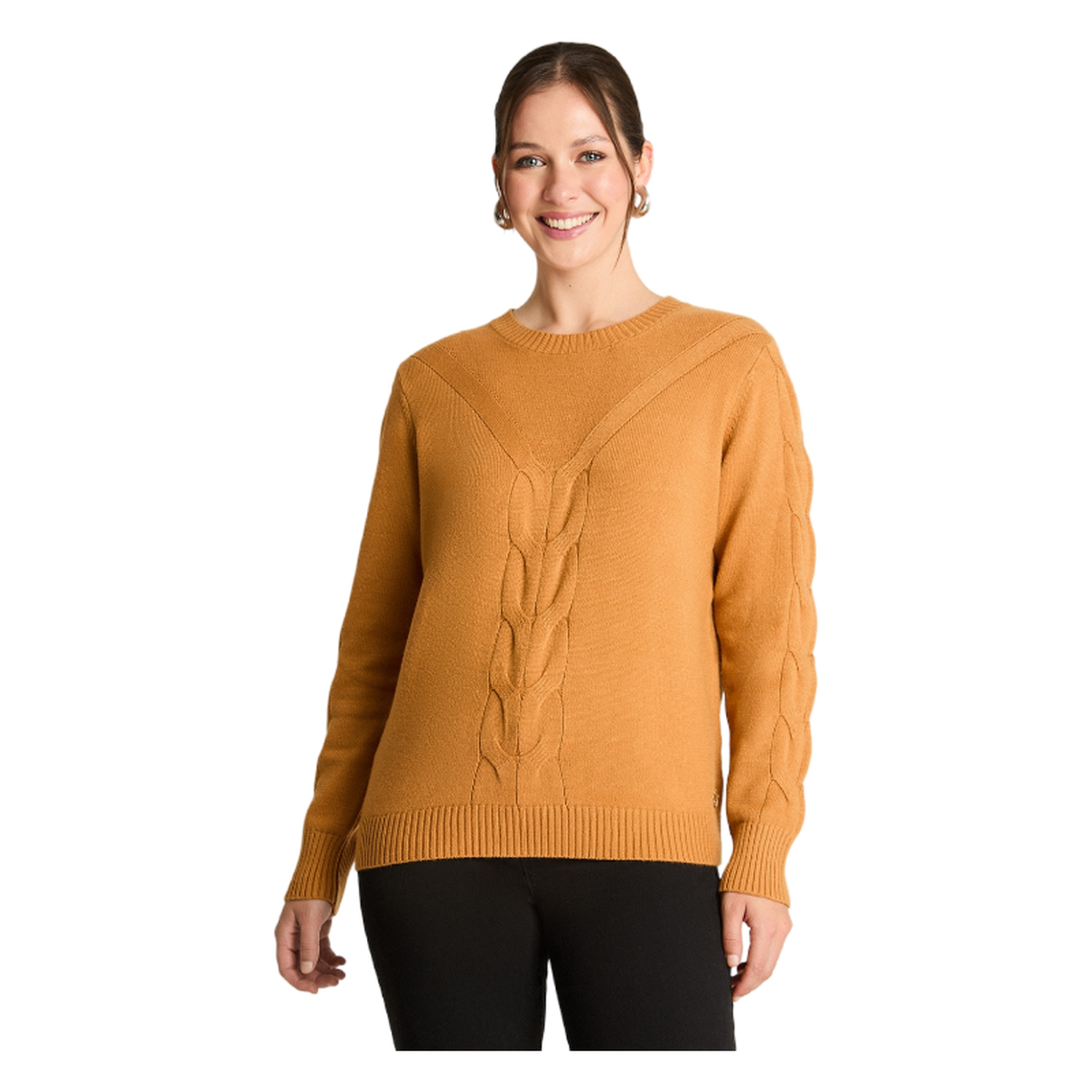 Sweater Escote Redondo Manga Larga Mostaza-0