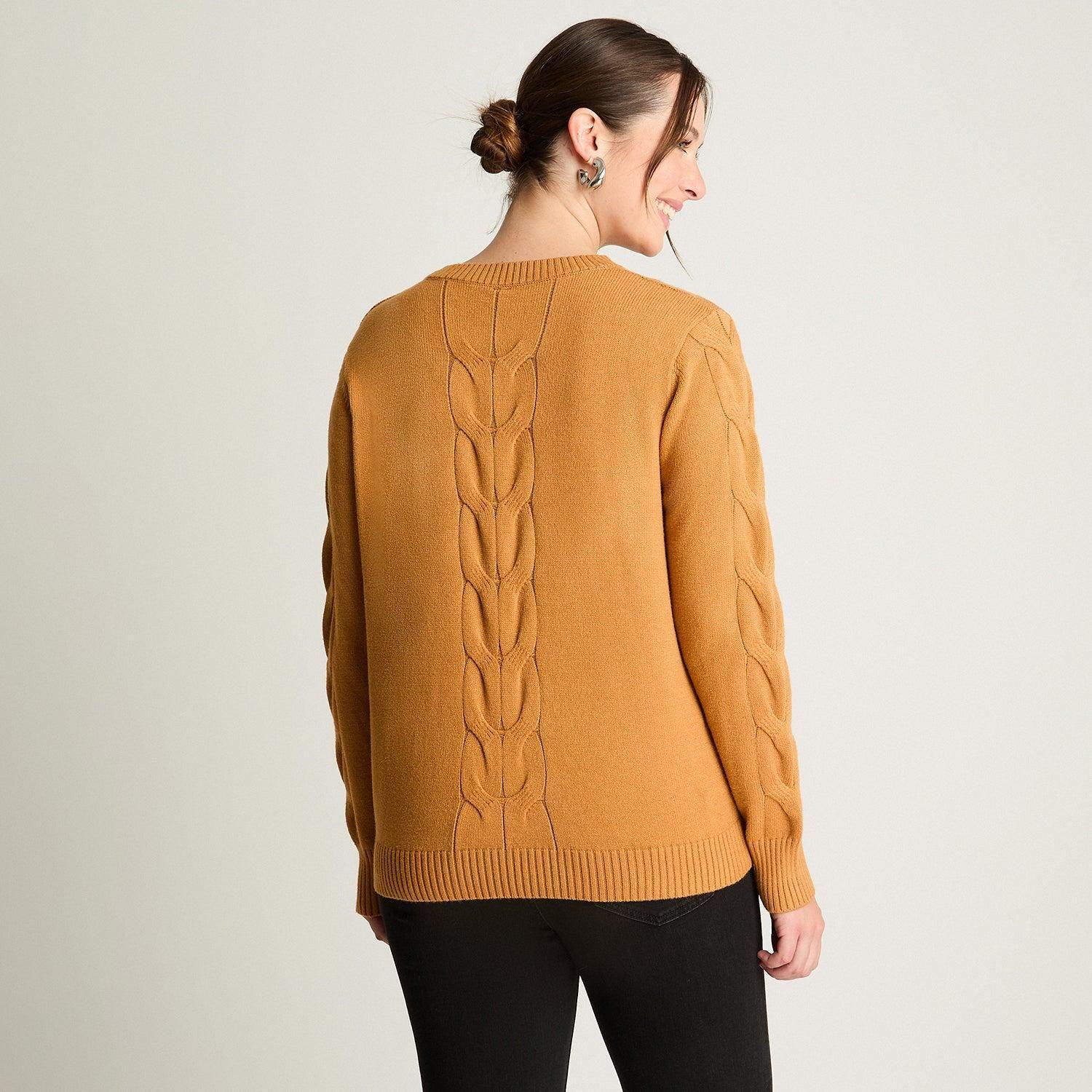 Sweater Escote Redondo Manga Larga Mostaza-1
