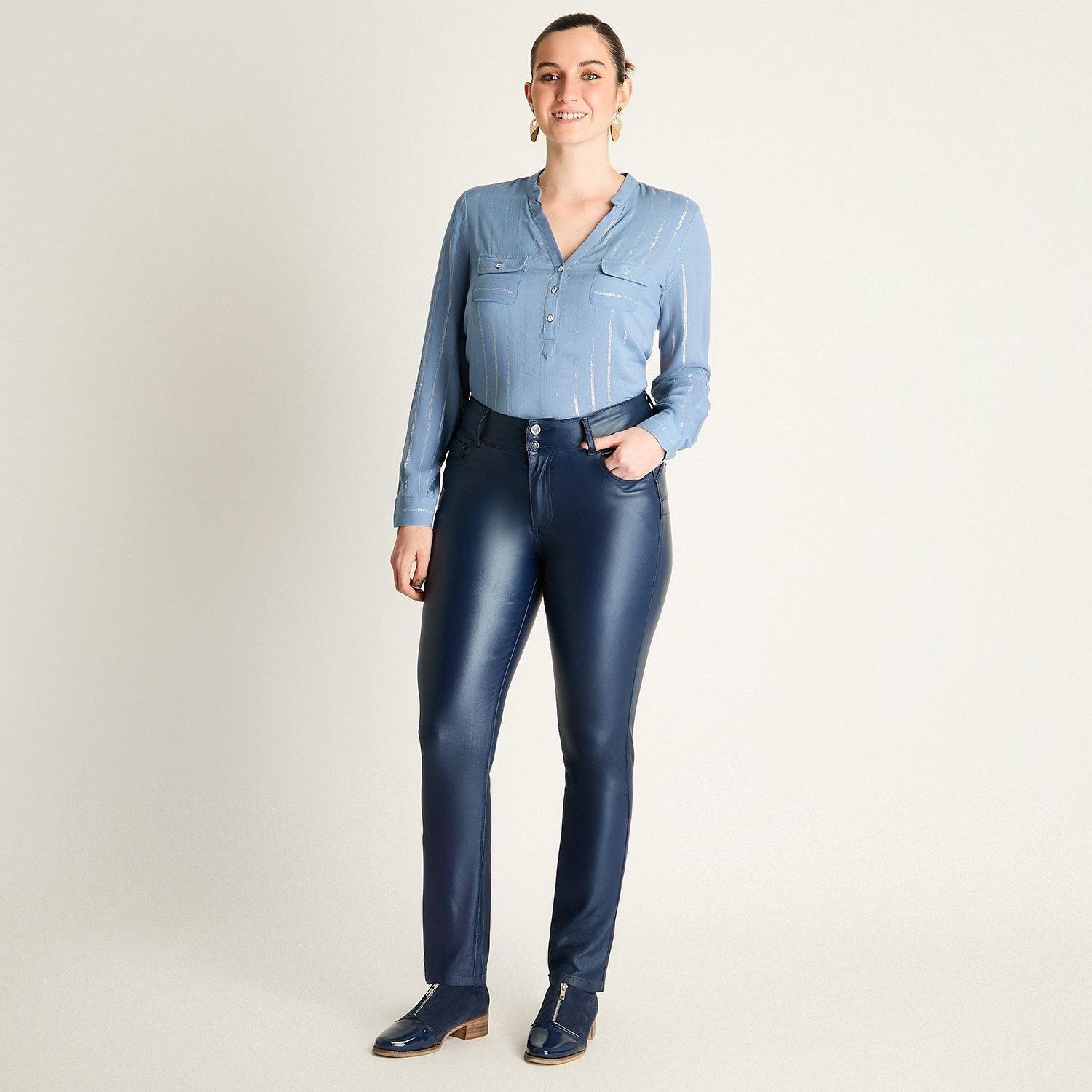 Pantalón Casual Azul Recto-3
