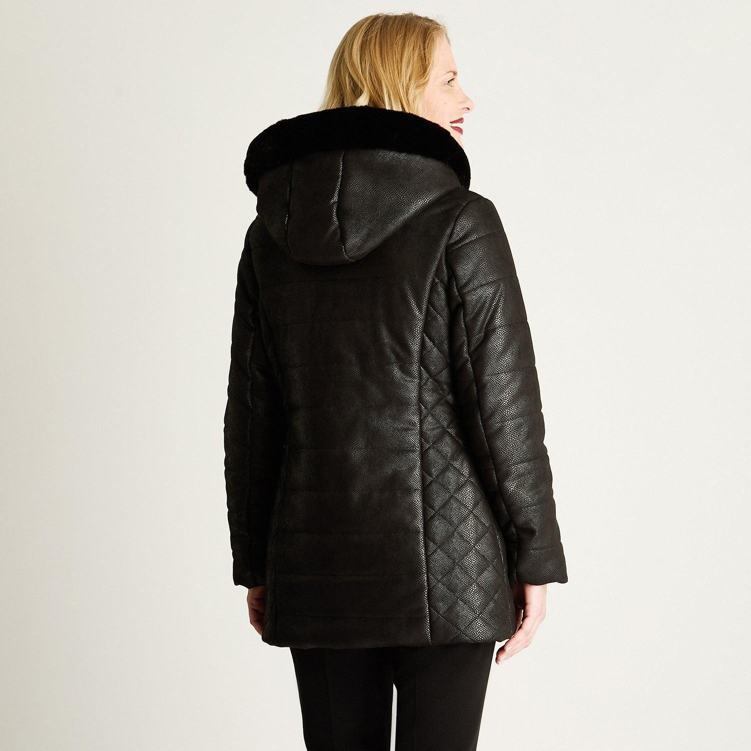 Parka Manga Larga Tela Piton Negro-4