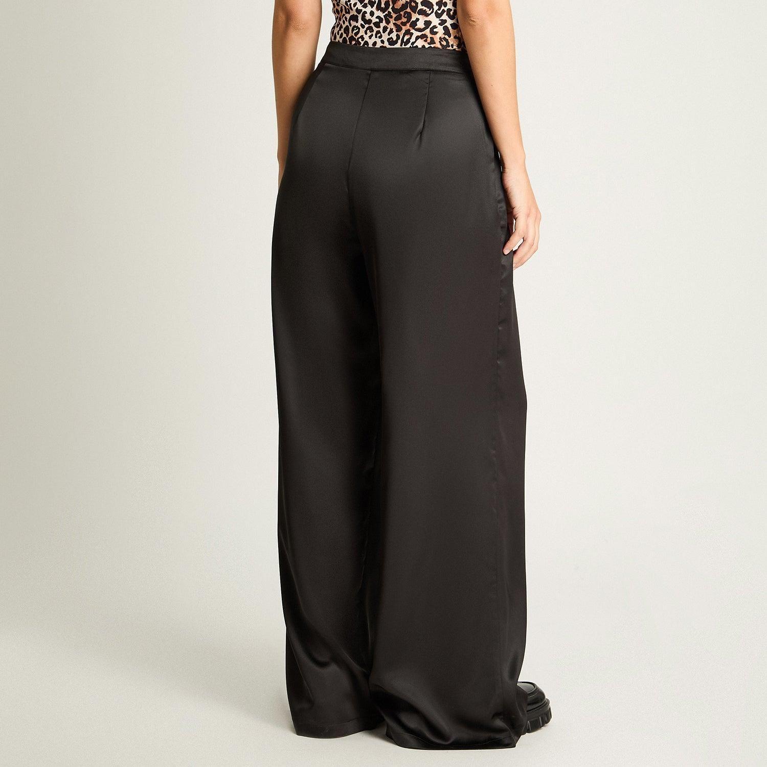 Pantalón Palazzo Con Pretina Negro-1