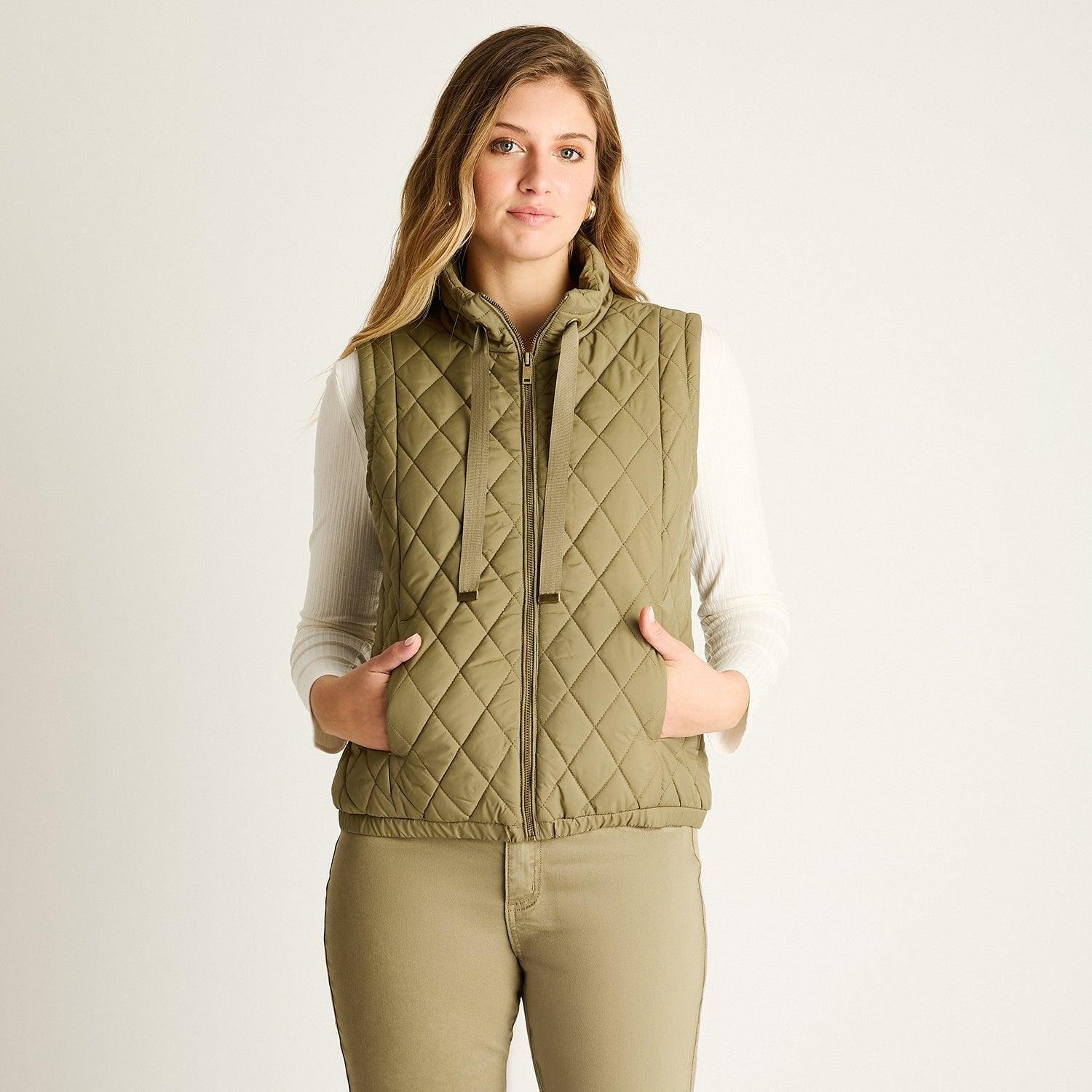 Parka Verde Sin Mangas No Elasticado Con Forro Calce Normal-0