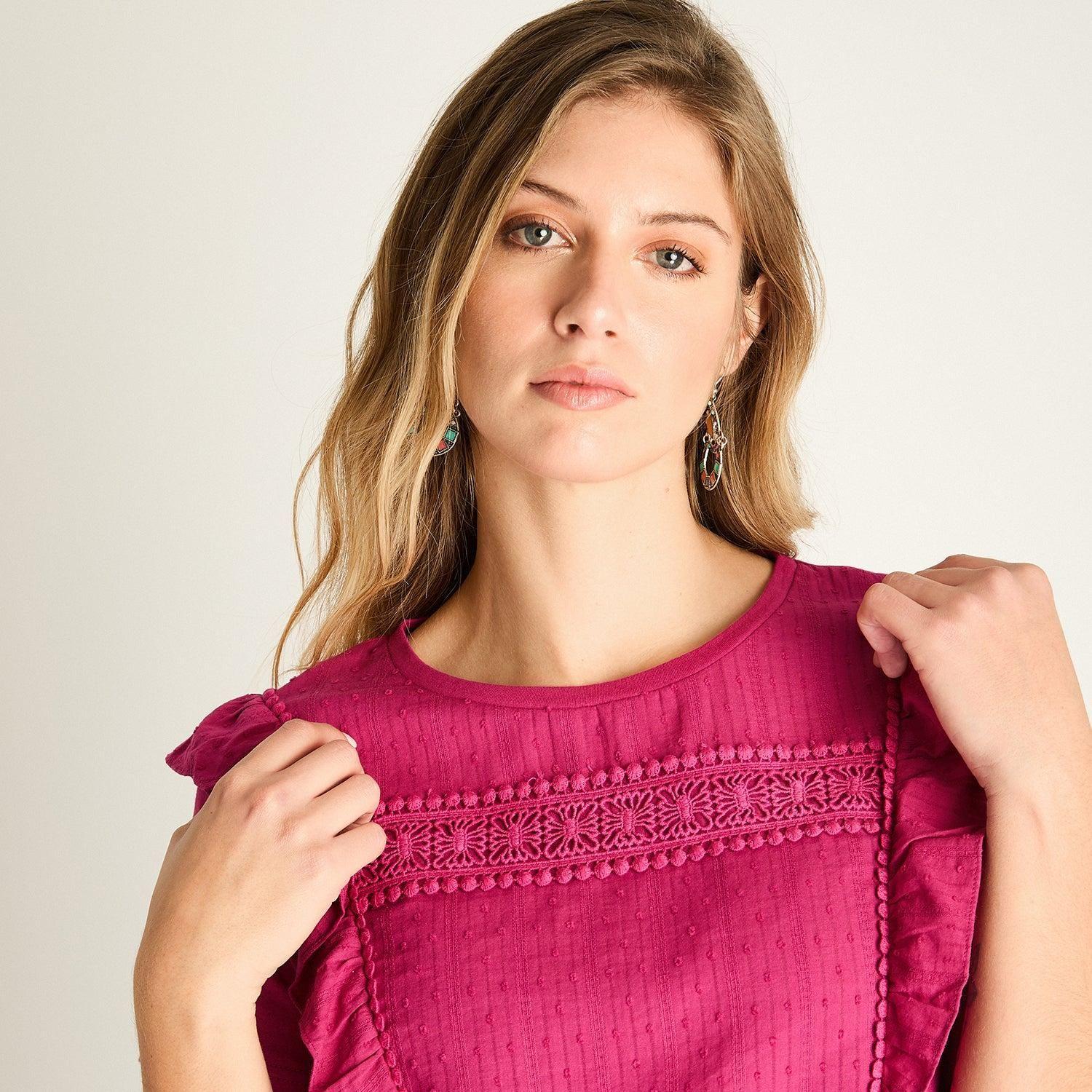 Polera Magenta con Volantes-2
