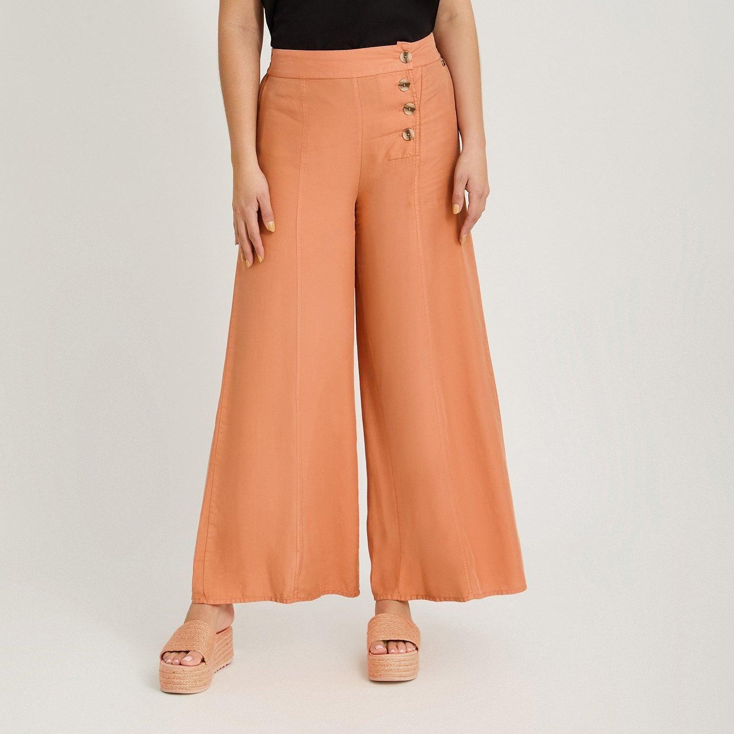 Pantalón Sport Palazzo de Lyocell Café-0