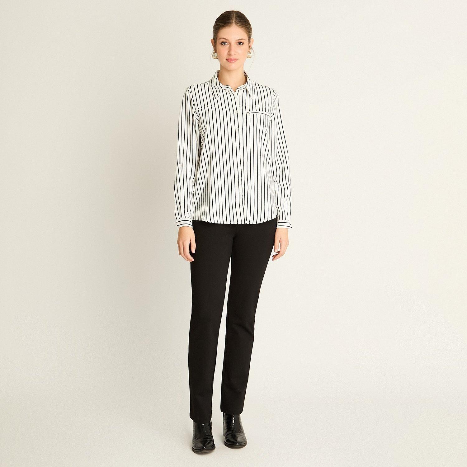 Blusa Blanca con Rayas Finas-3