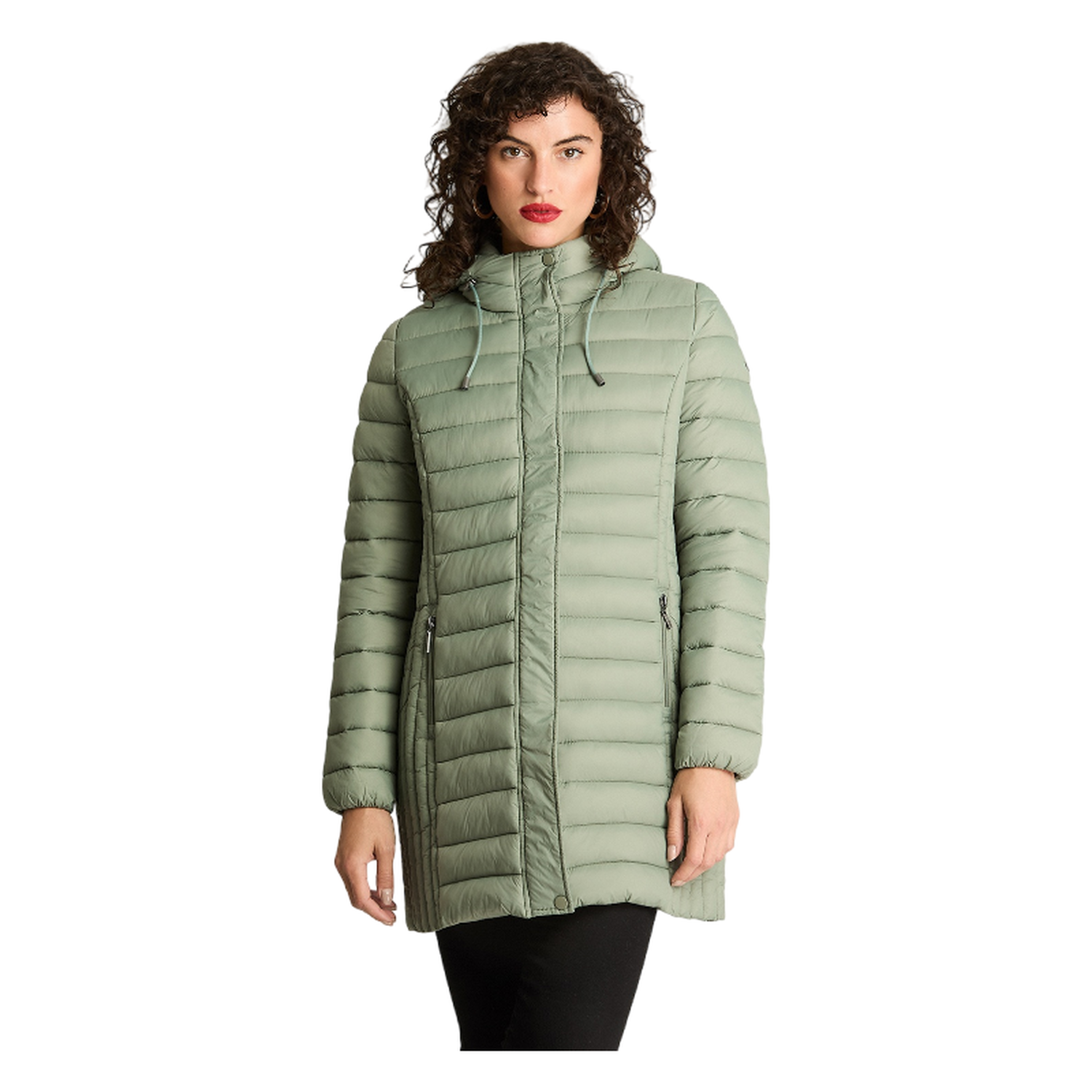 Parka Manga Larga Basica Larga Verde-0