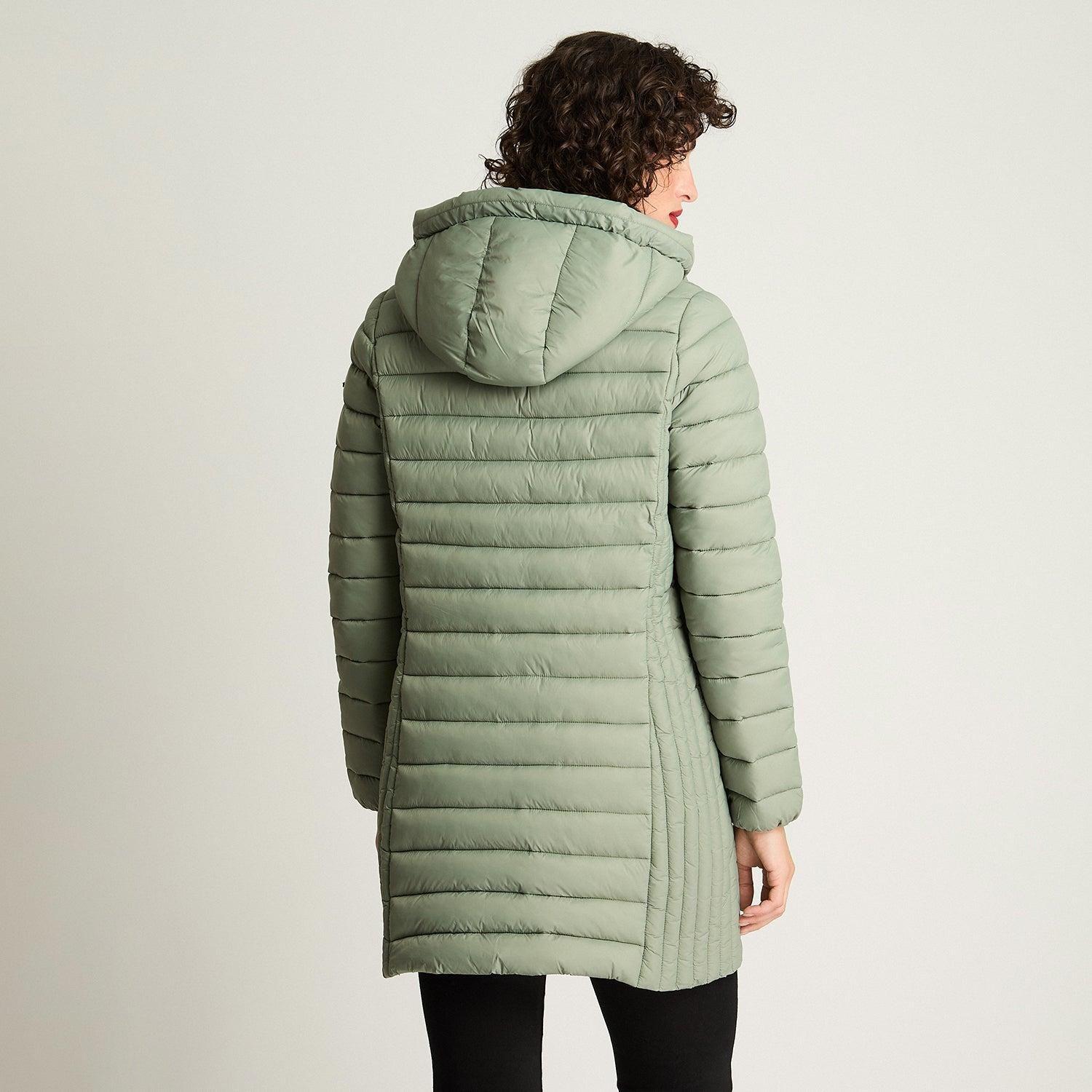 Parka Manga Larga Basica Larga Verde-1