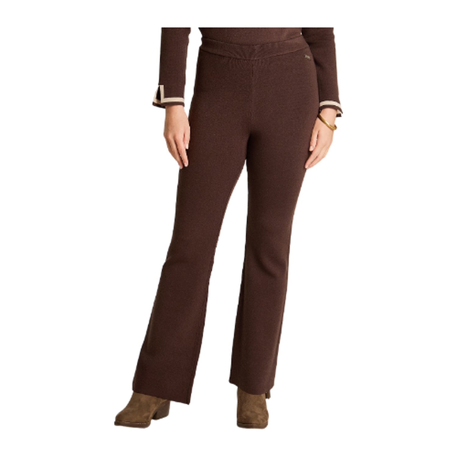 Pantalon Sport Cafe Elasticidad Media Sin Forro Calce Normal Tela Tejido-0