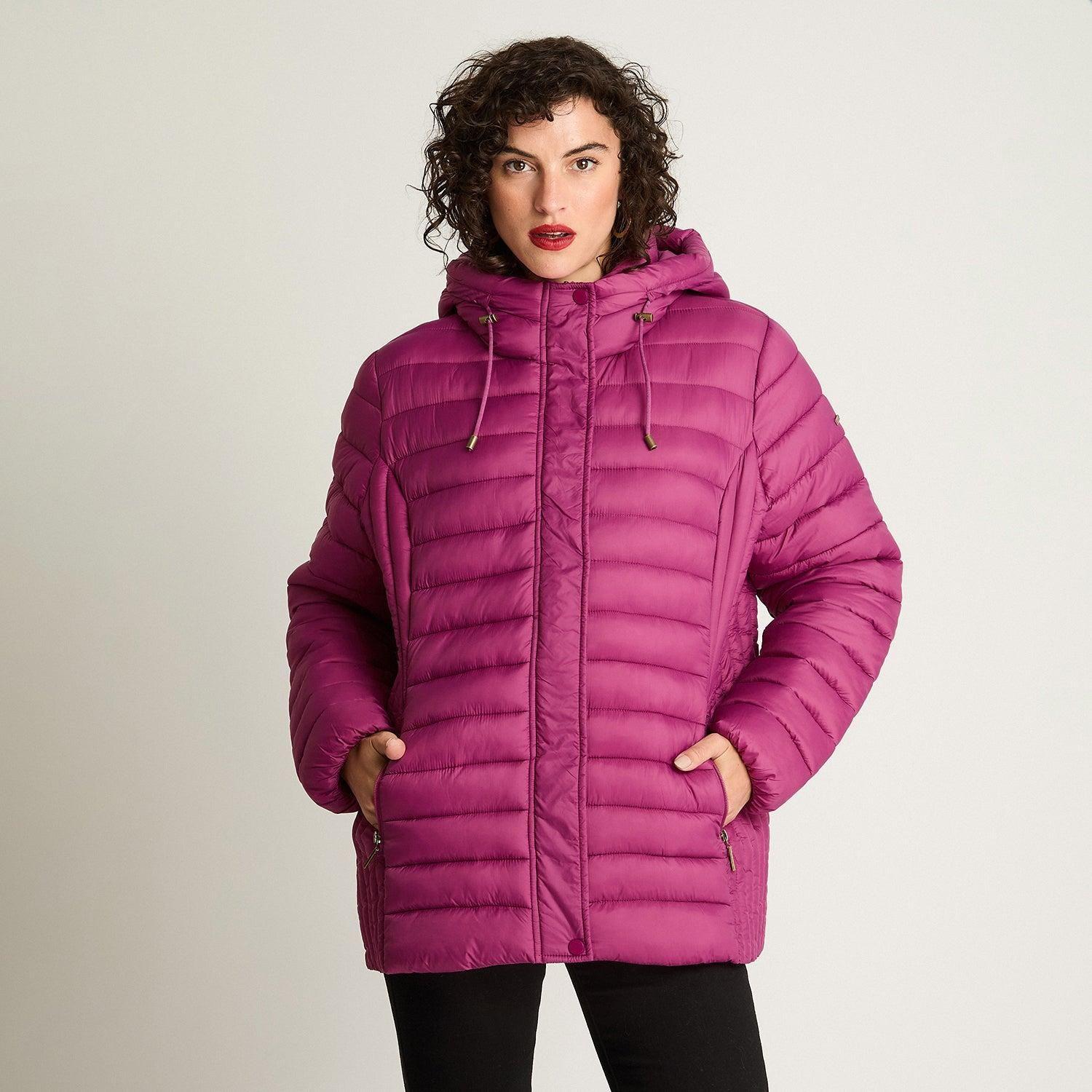 Parka Manga Larga Basica Corta Magenta-4
