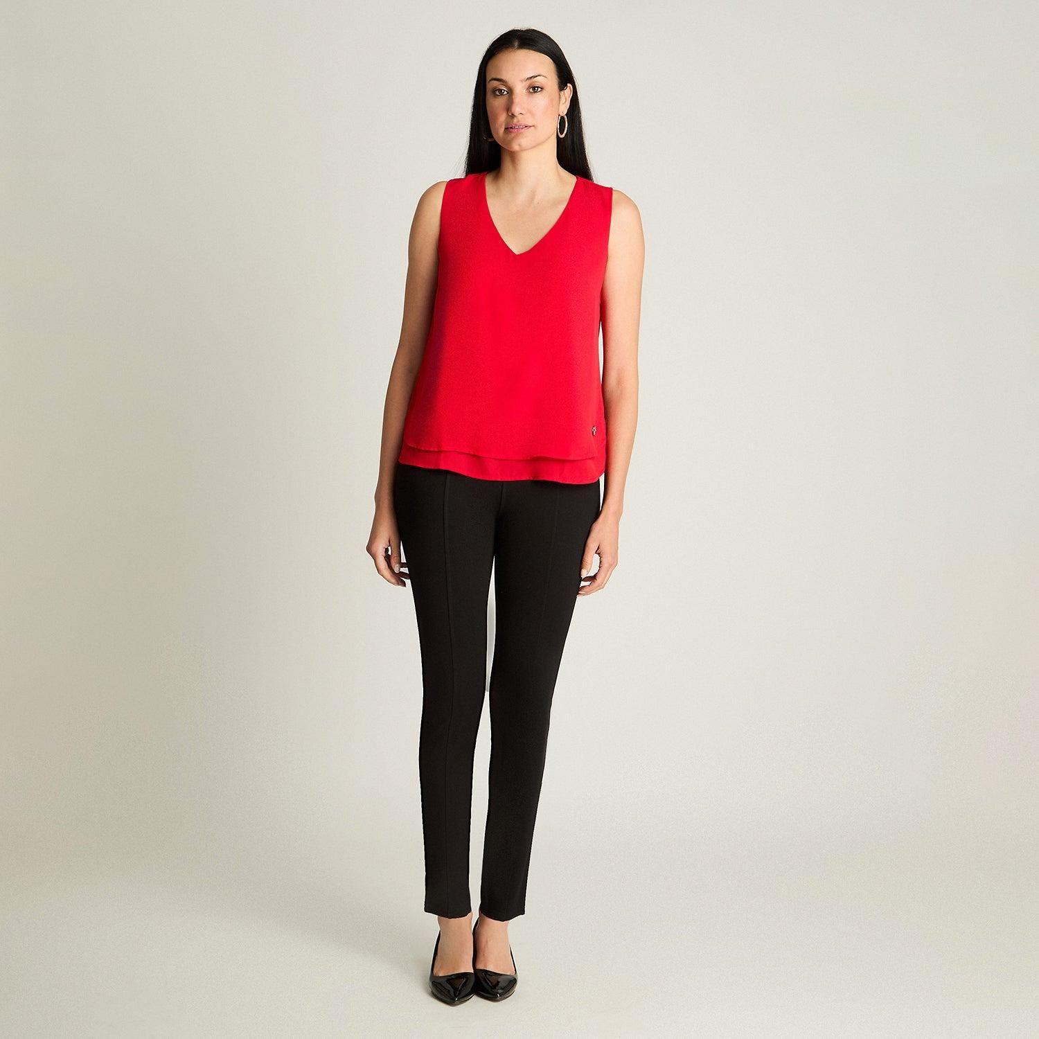 Blusa Sin Mangas Con Capas Rojo-3