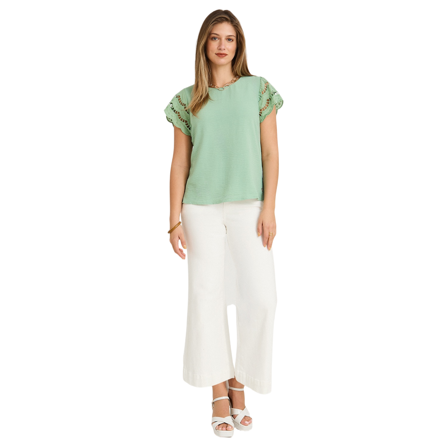 Blusa Manga Broderie Lisa Verde-0