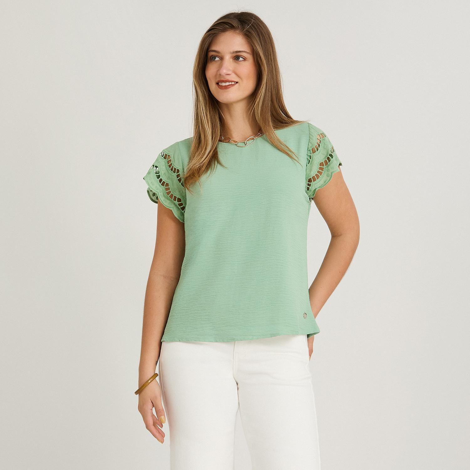 Blusa Manga Broderie Lisa Verde-3