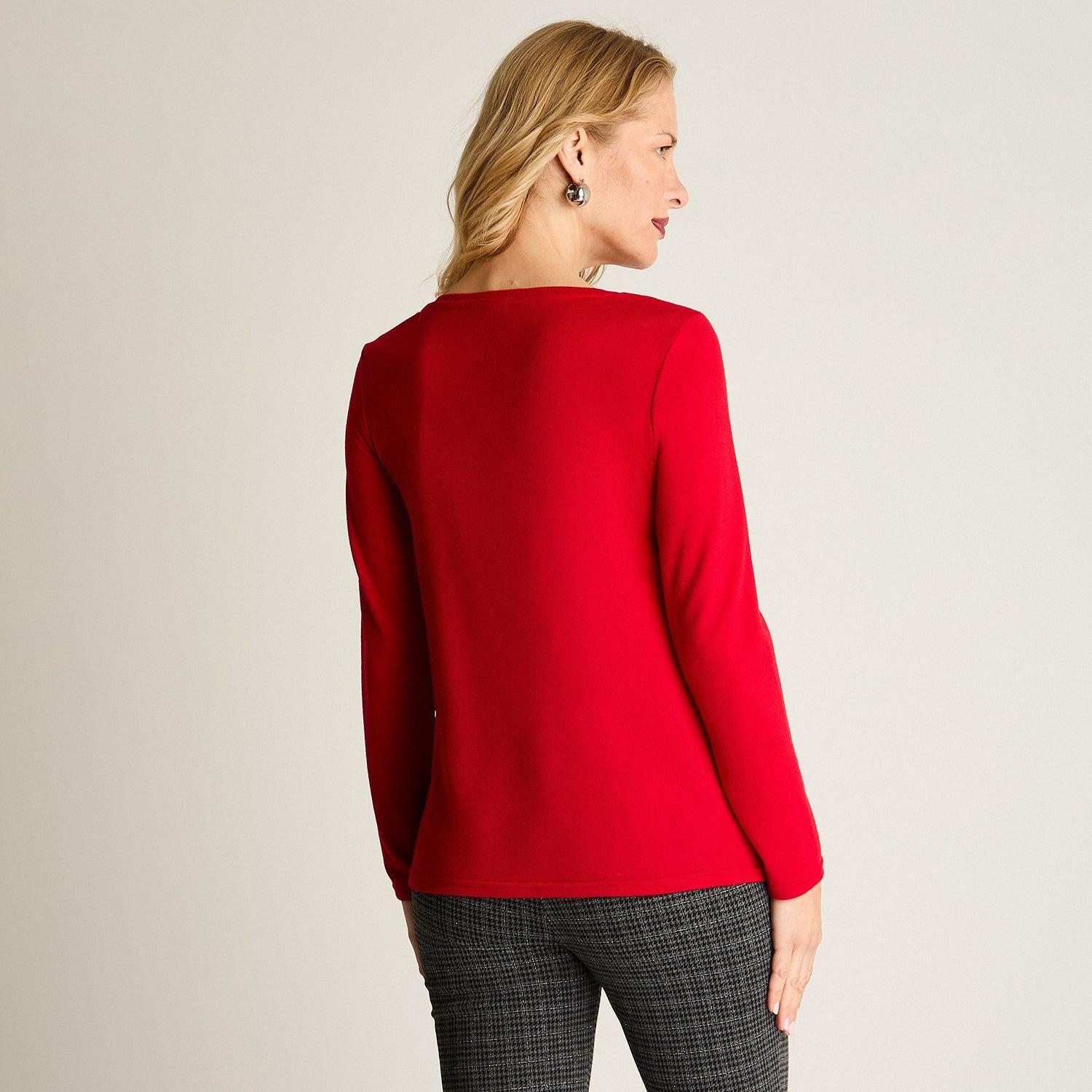 Polera De Lanilla Manga Larga Con Cadena En Escote Rojo-4
