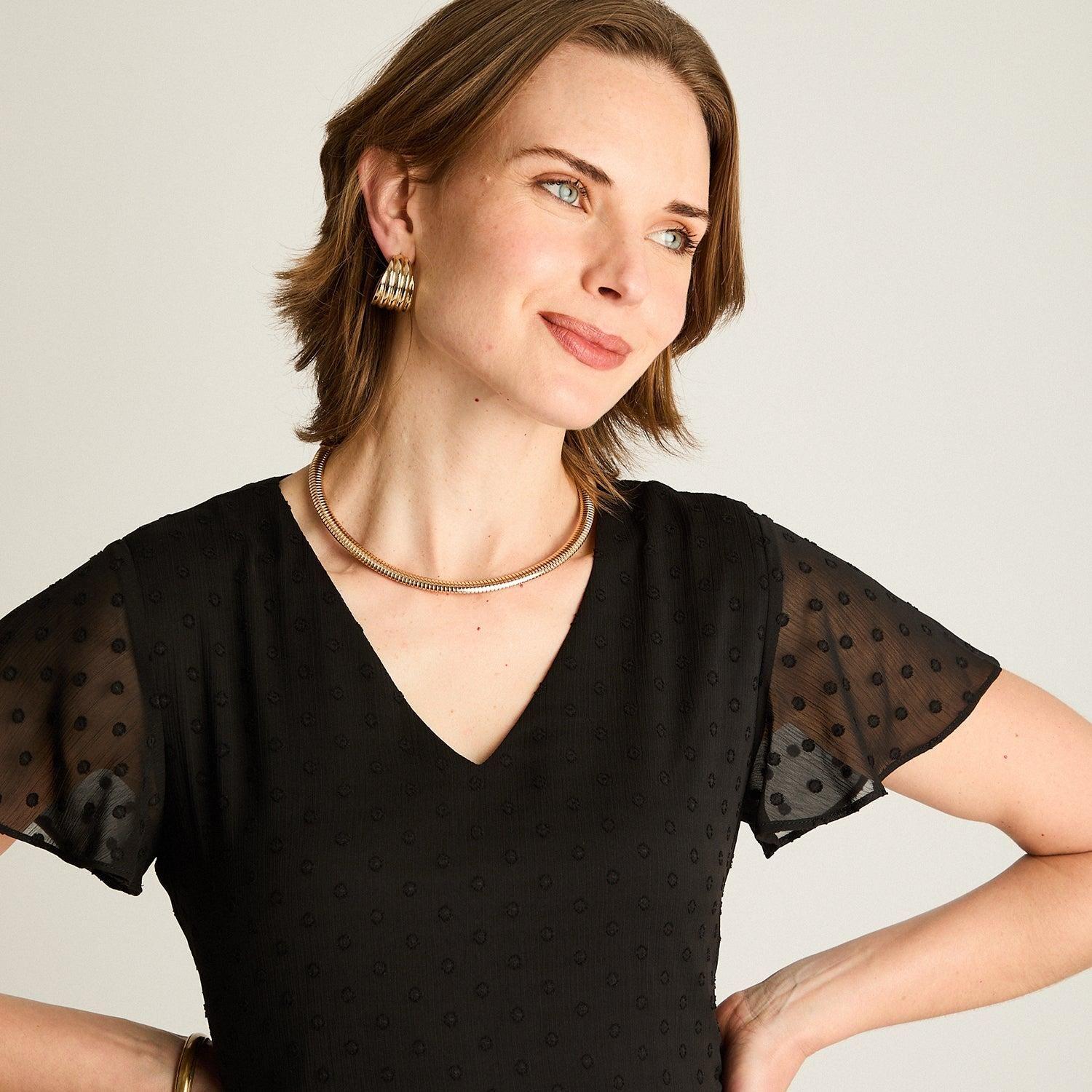 Vestido Midi Negro Con Forro-2