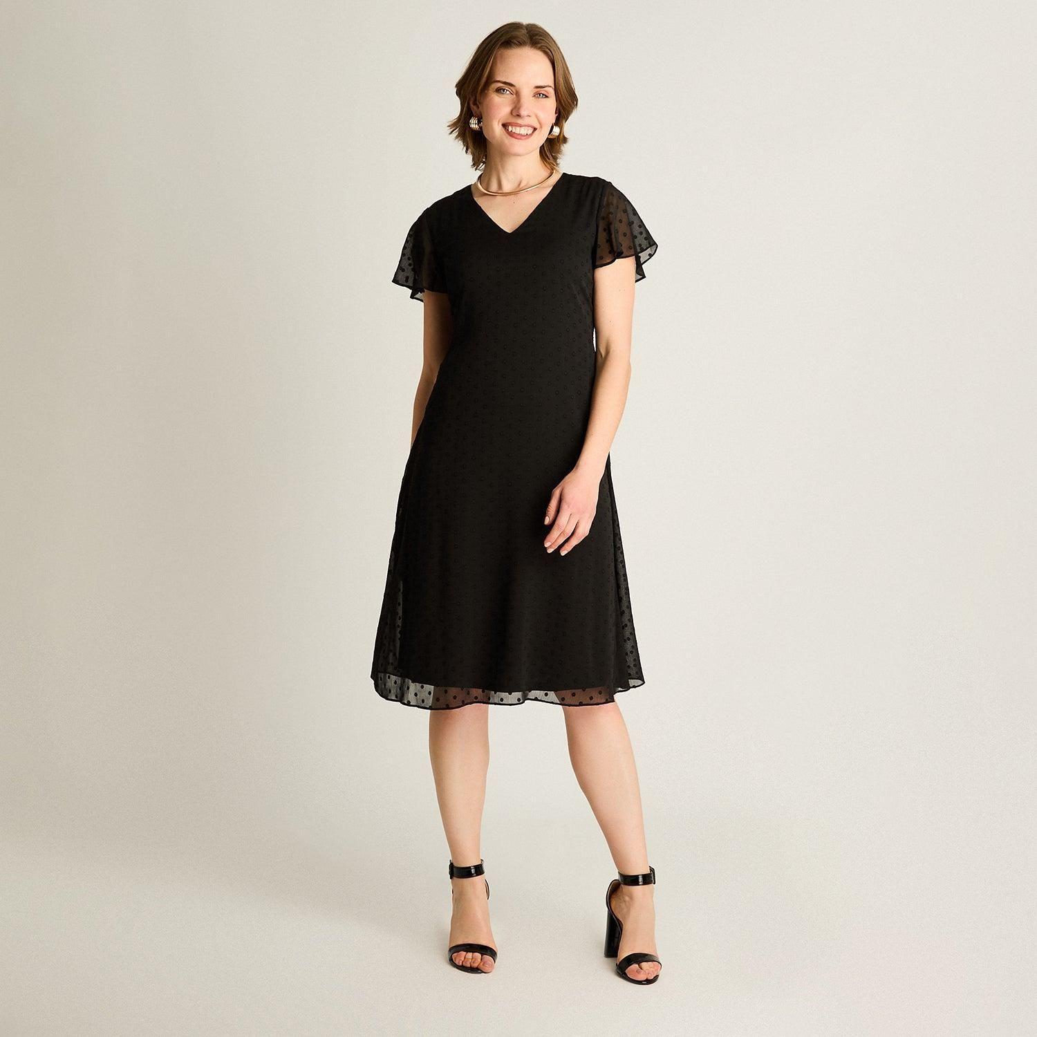 Vestido Midi Negro Con Forro-3