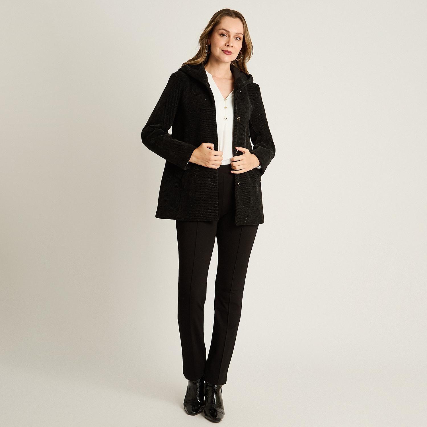 Chaqueta Negra con Lurex, Gorro y Bolsillos-3
