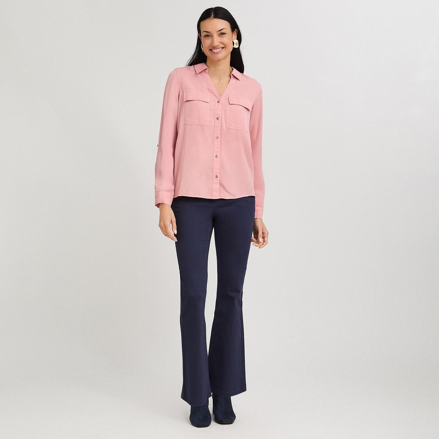 Blusa de Lyocell con Bolsillos Rosado-3