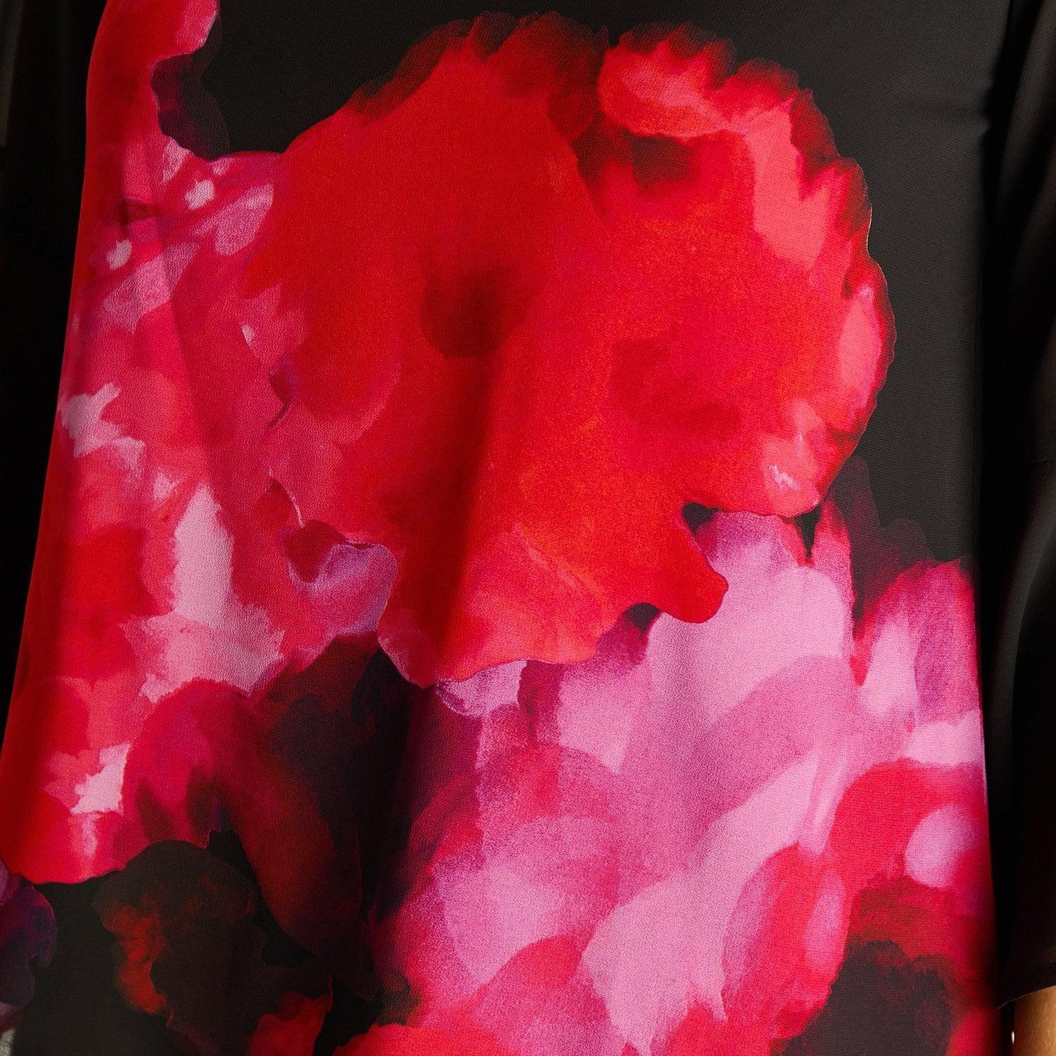 Túnica Floral en Contraste Negro-2