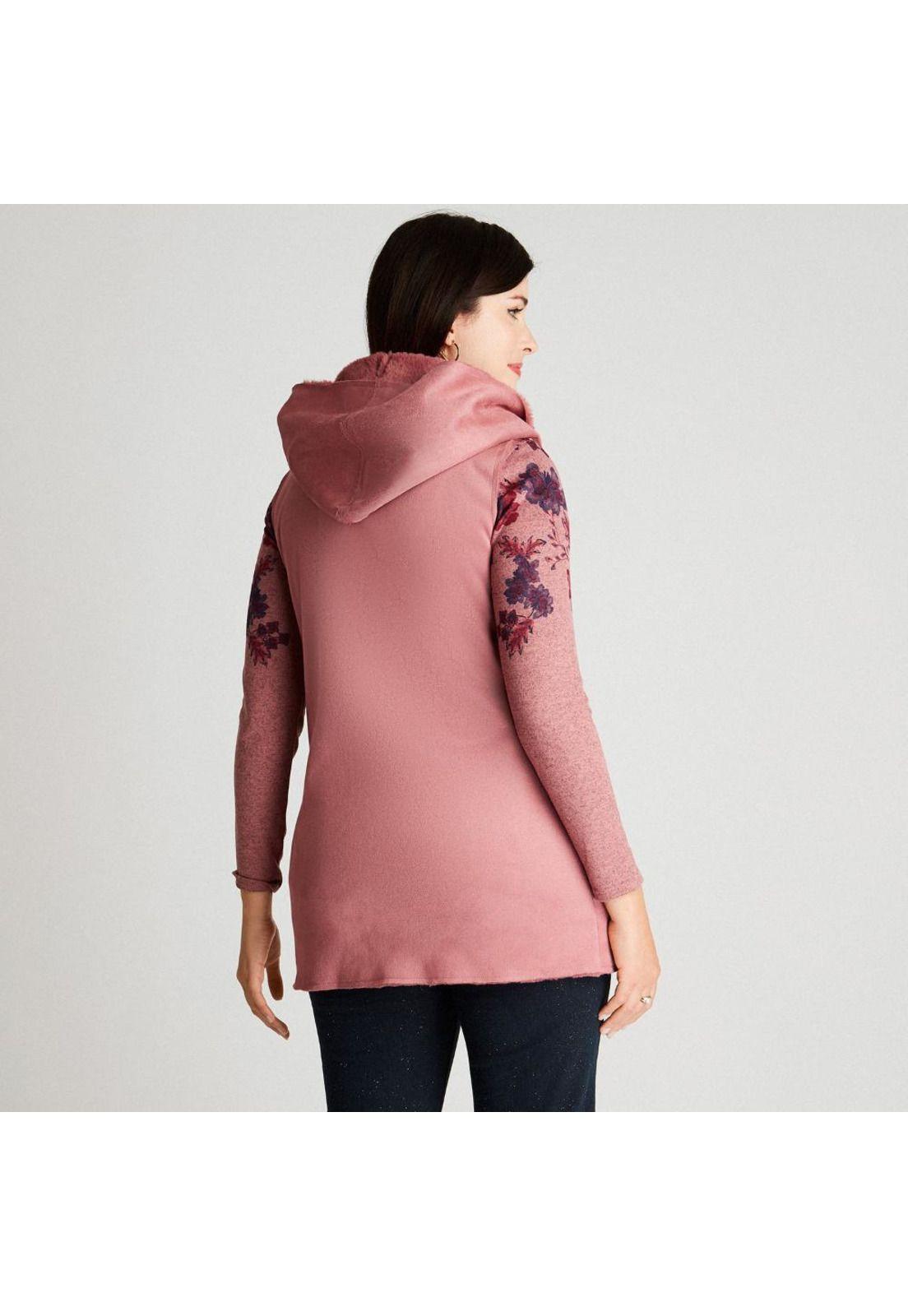 Chaqueta Bonded Rosado Sin Manga Con Gorro-1