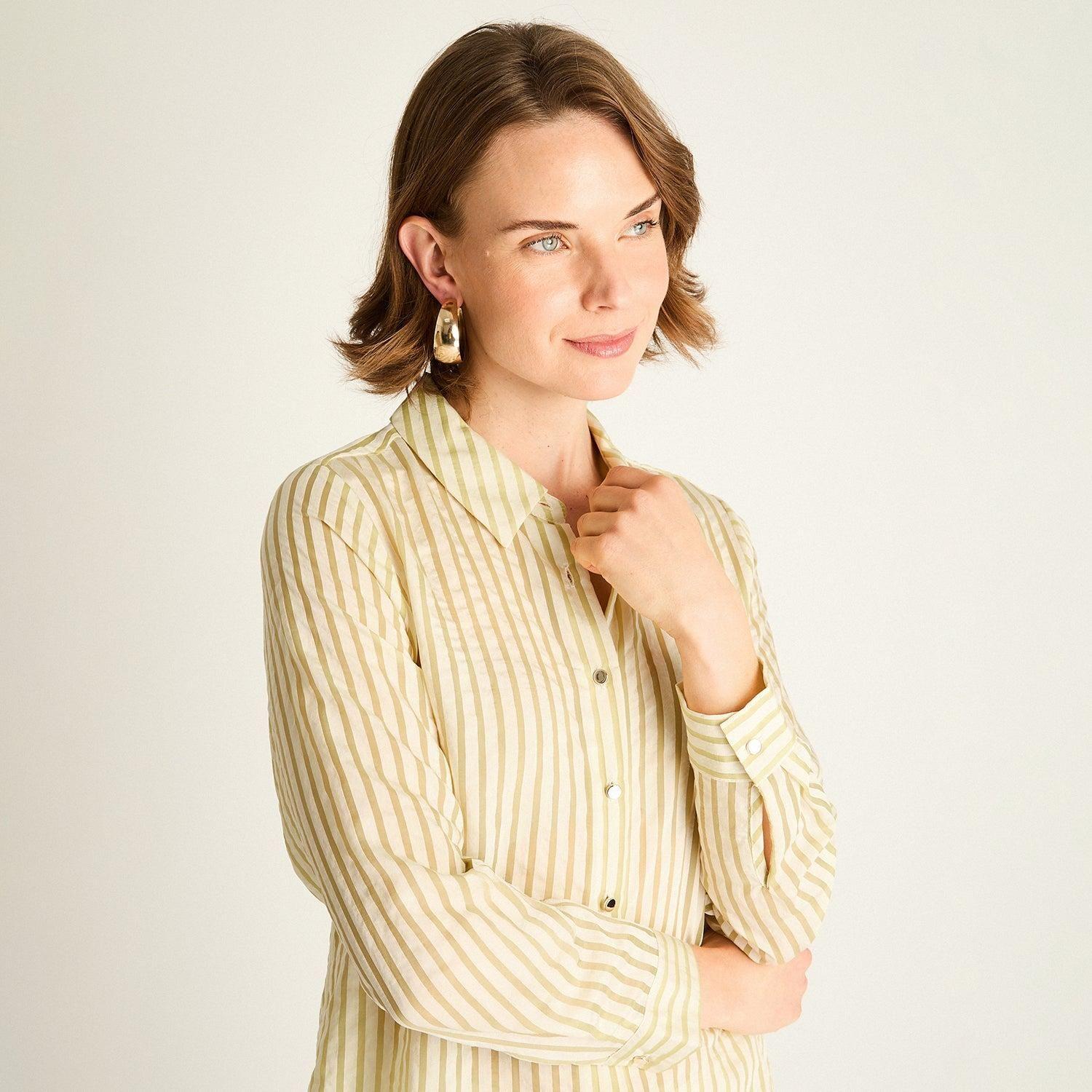 Blusa Verde a Rayas-2