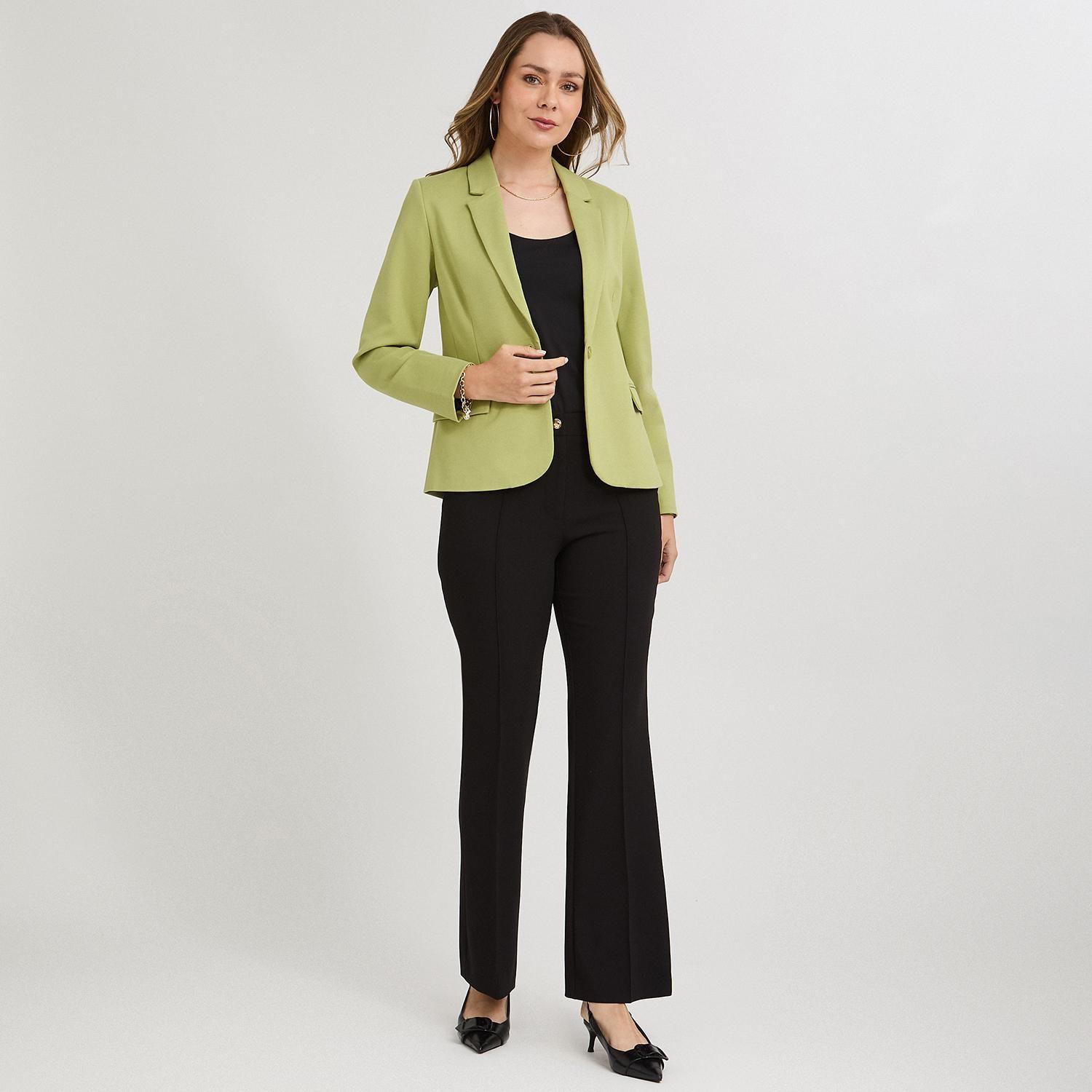 Blazer 1 Botón Bolsillos con Solapa Verde-3