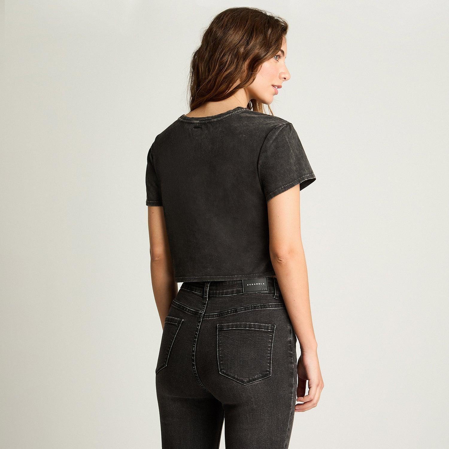 Polera Crop Manga Corta Acid Wash Gris-1