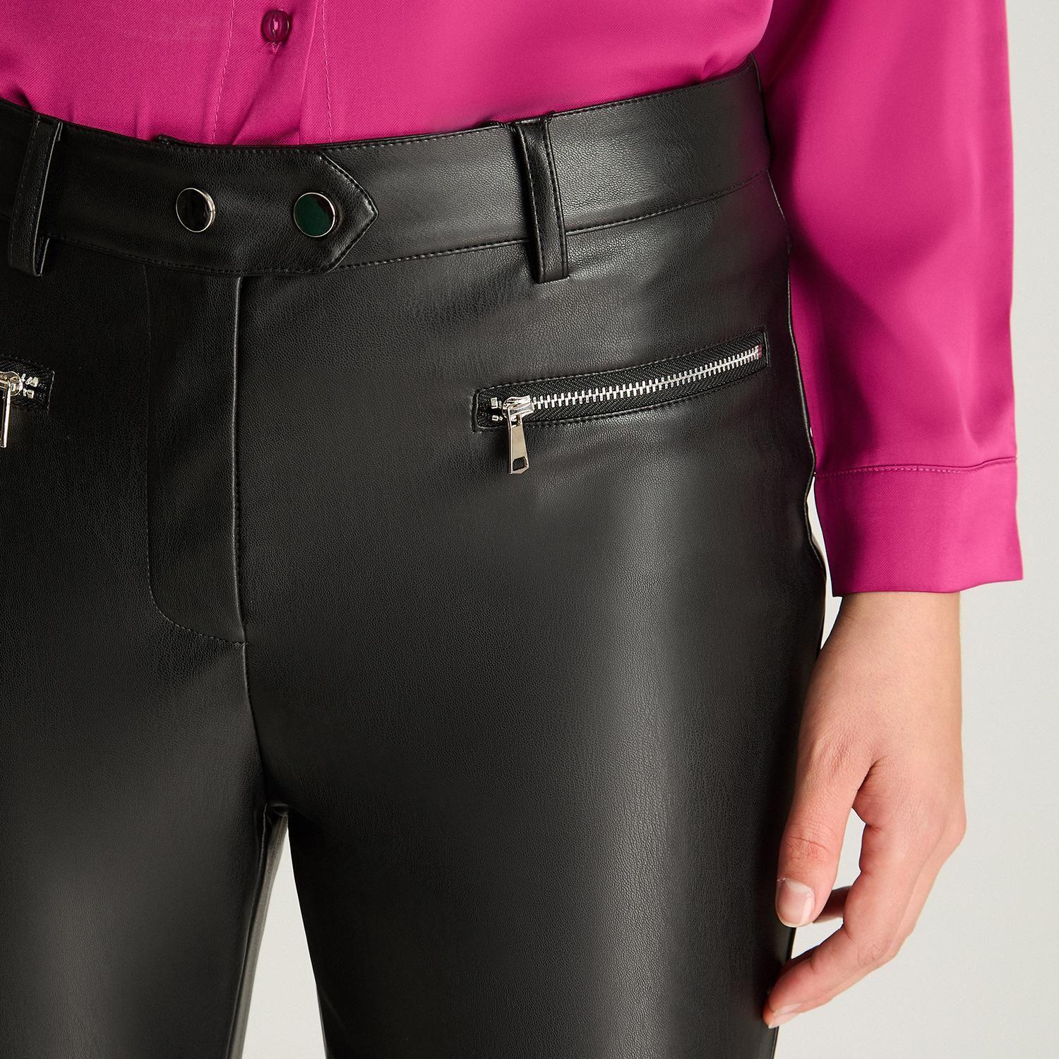 Calza Slim De Ecocuero Negro-2