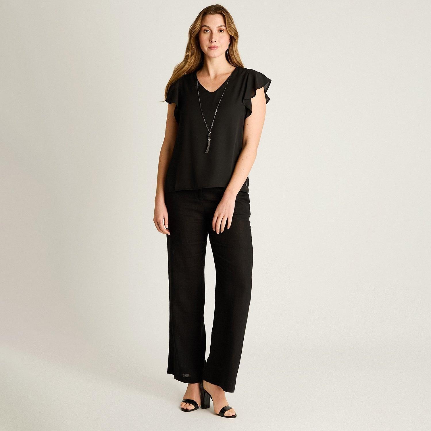 Blusa Negra Volantes &amp; Collar-3