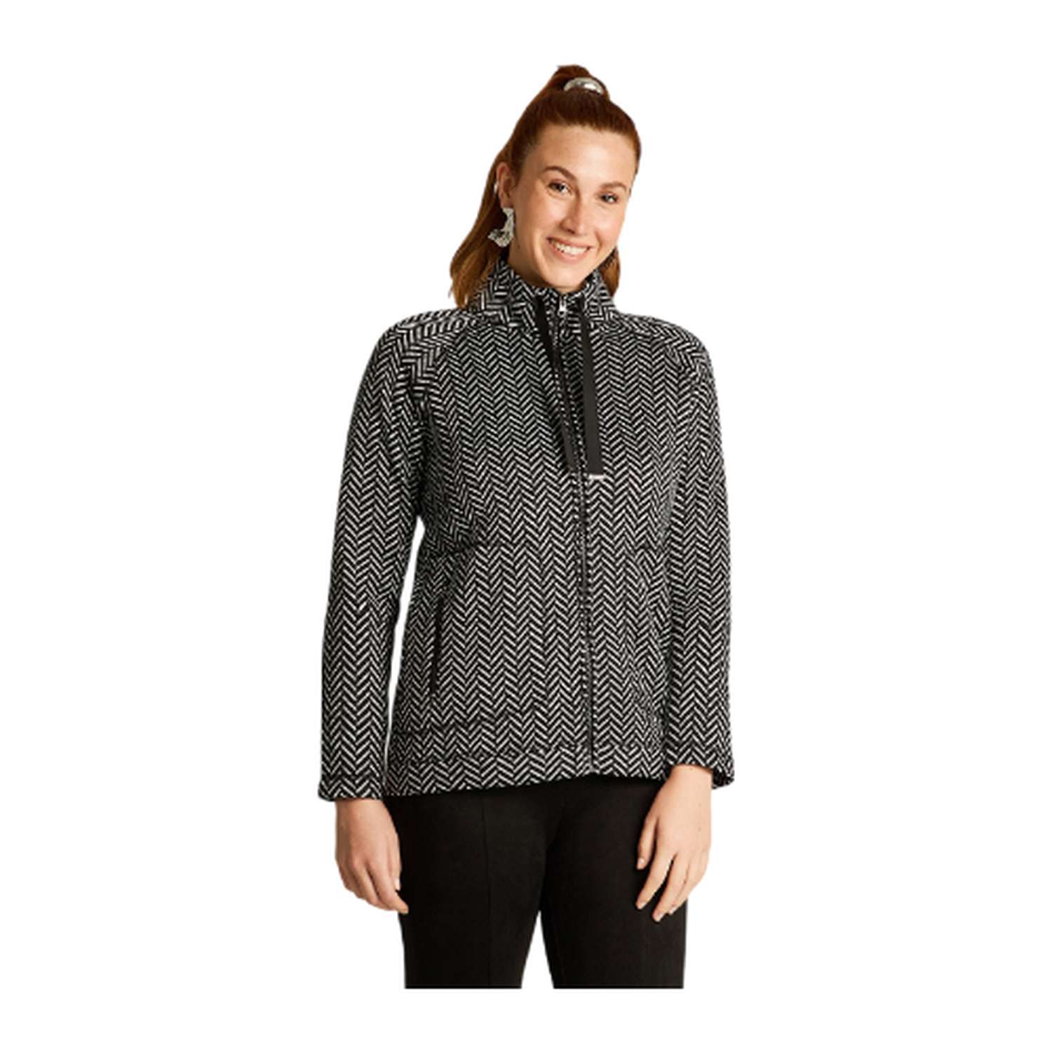 Poleron Algodon Negro Manga Larga Elasticidad Media Con Forro Calce Normal Tela Plano-0