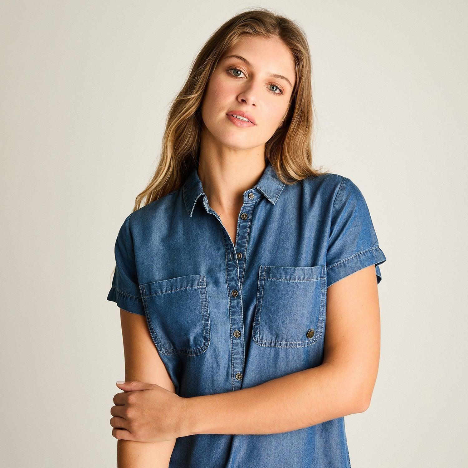 Vestido Corto Azul No Elasticado Sin Forro Calce Holgado-2