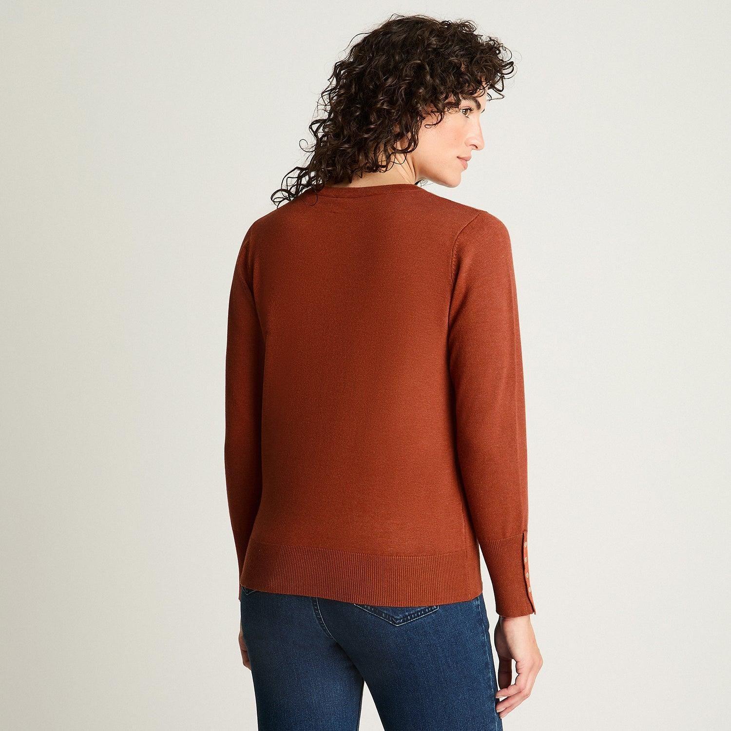 Sweater Manga Larga Escote Redondo Terracota-1
