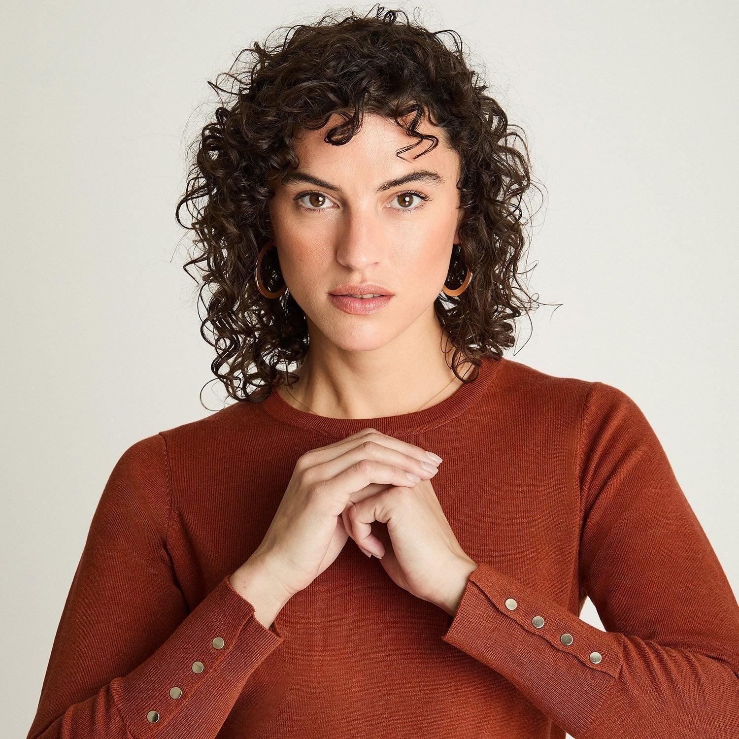 Sweater Manga Larga Escote Redondo Terracota-2