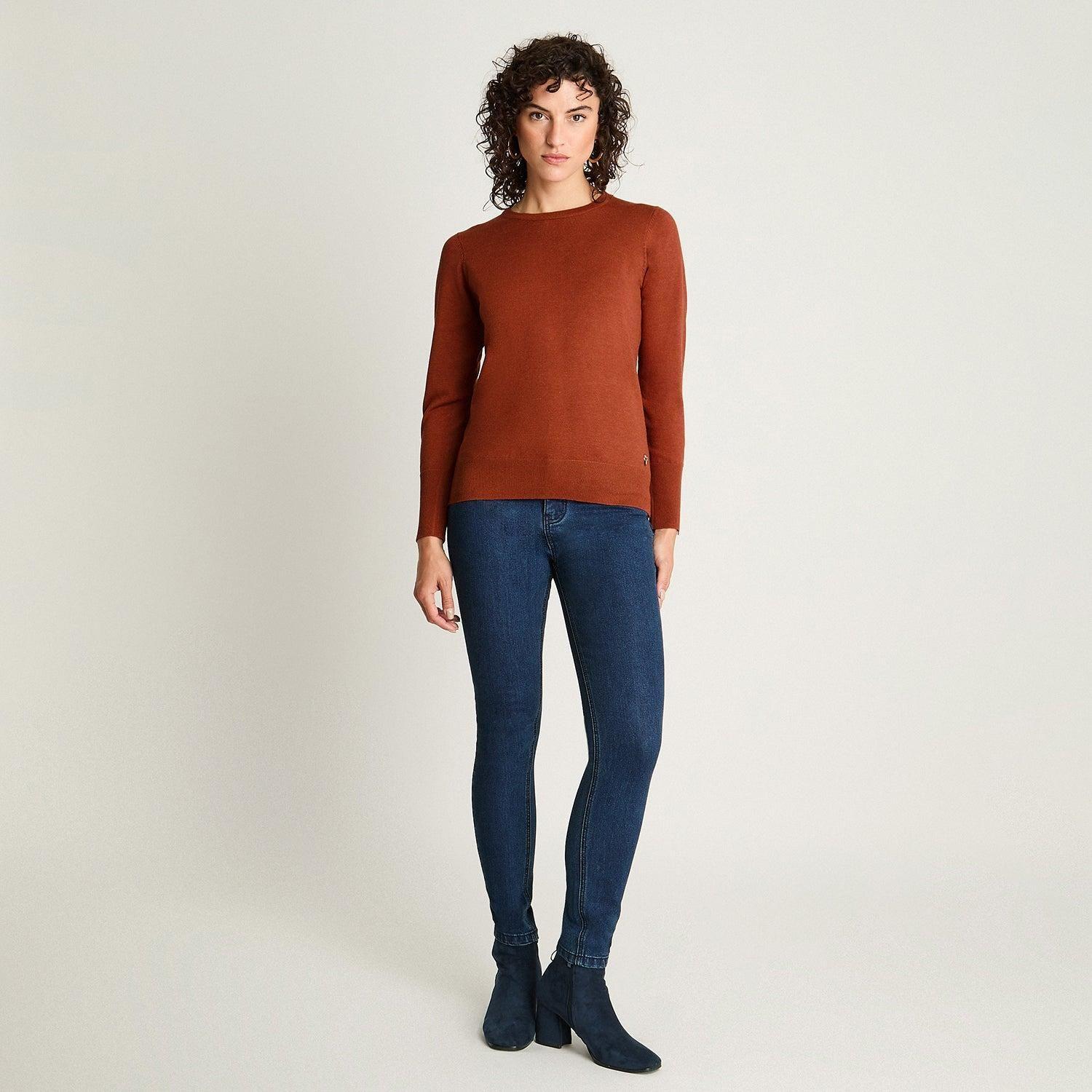Sweater Manga Larga Escote Redondo Terracota-3