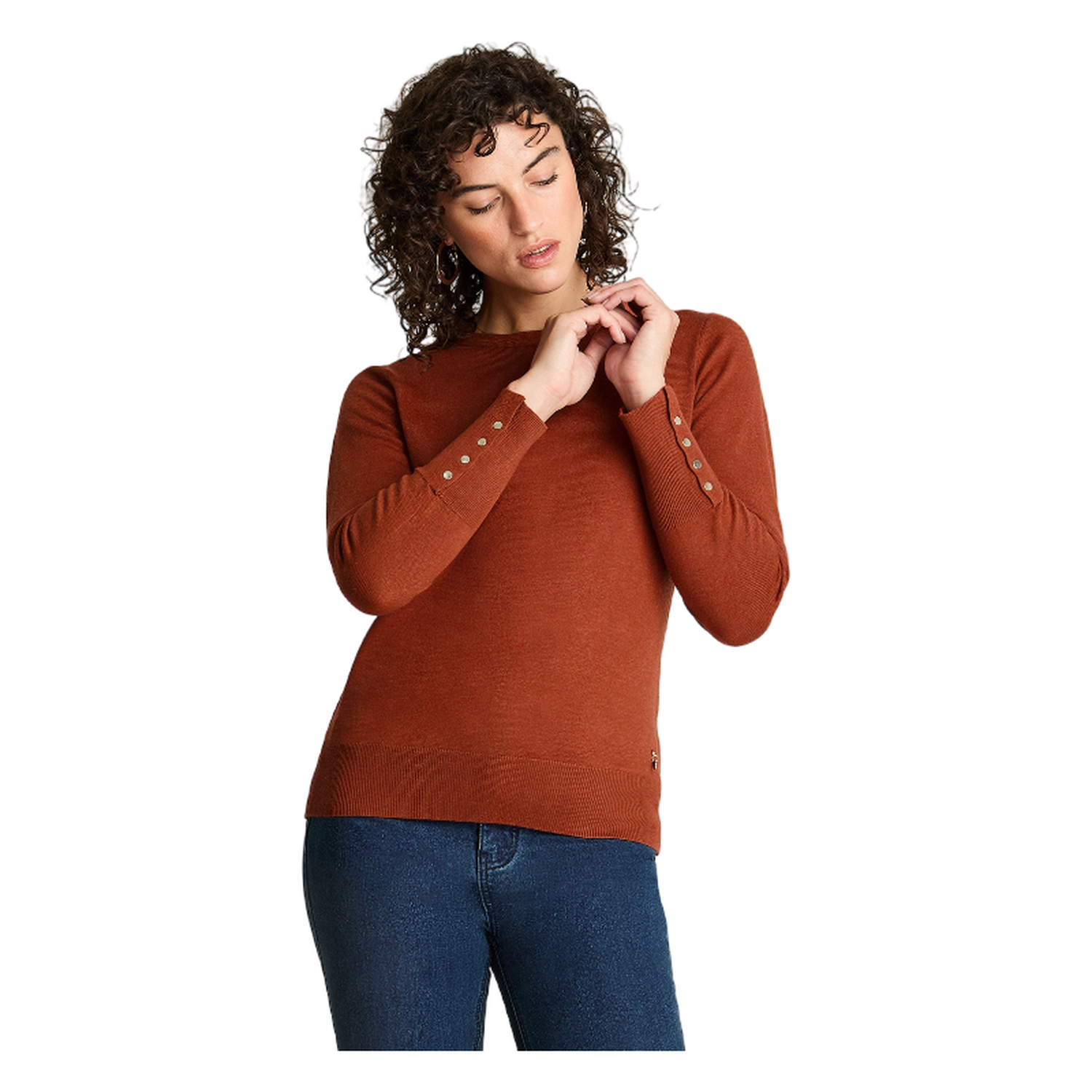 Sweater Manga Larga Escote Redondo Terracota-0