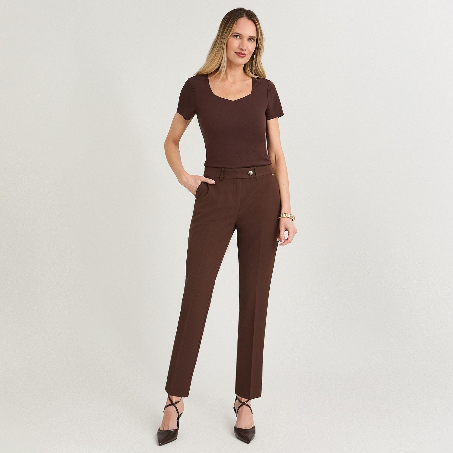 Pantalón Formal Slim un Botón Café-2