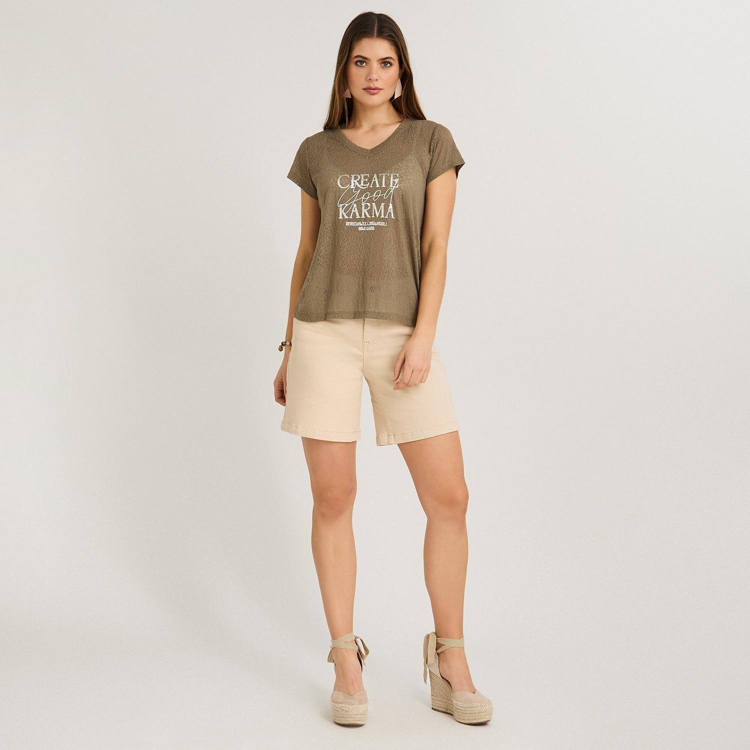 Polera con Técnica Deboré Estampada Verde-3