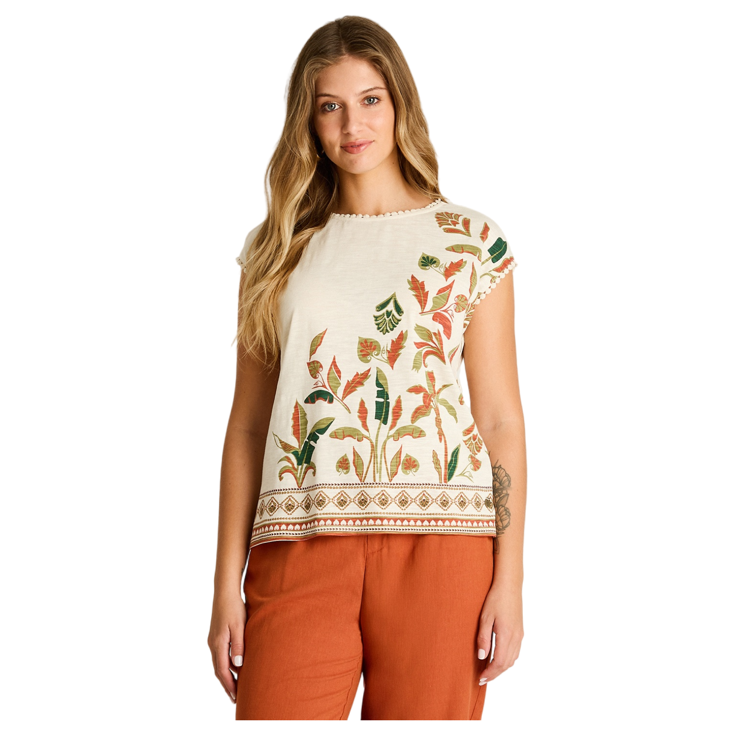 Polera Arena Manga Corta Baja elasticidad Calce Normal-0