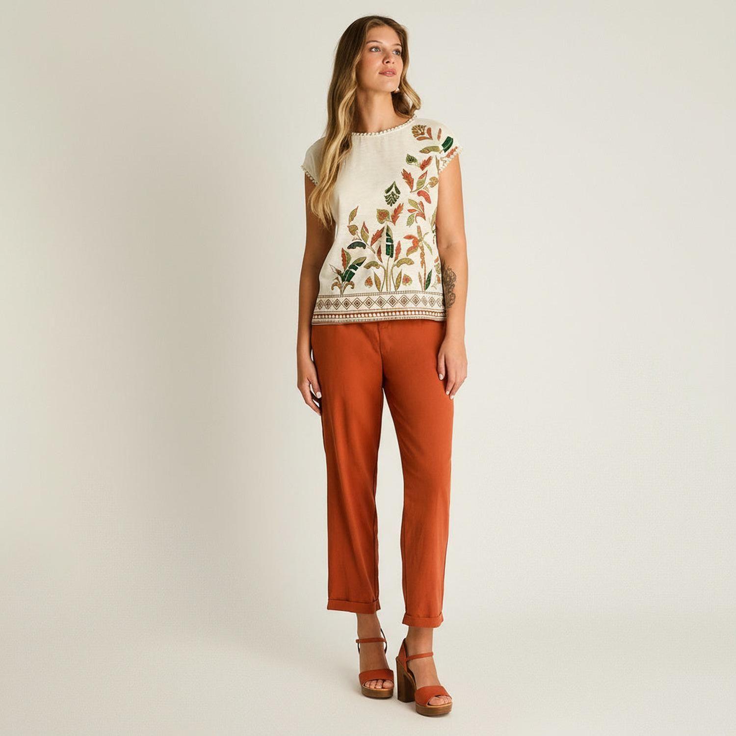 Polera Arena Manga Corta Baja elasticidad Calce Normal-3