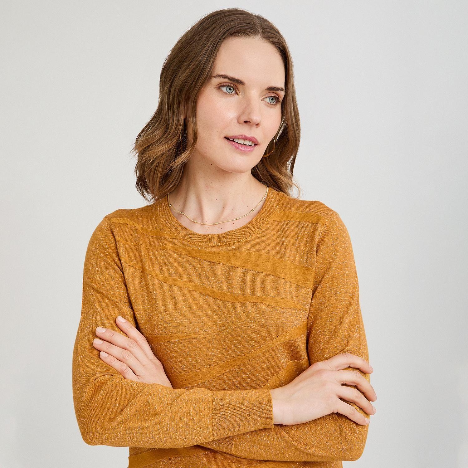 Sweater Escote Redondo con Lurex Mostaza-2