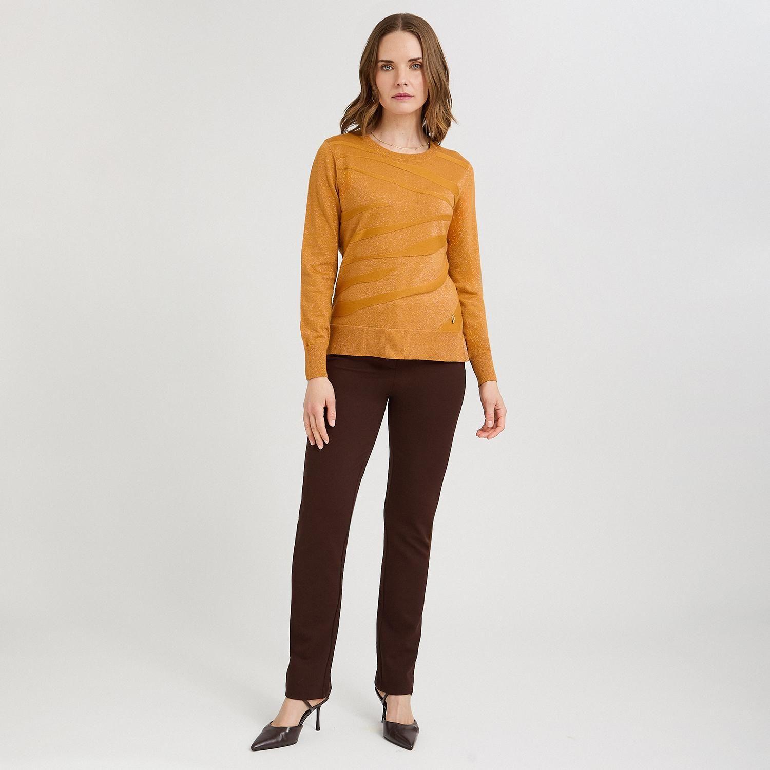 Sweater Escote Redondo con Lurex Mostaza-3