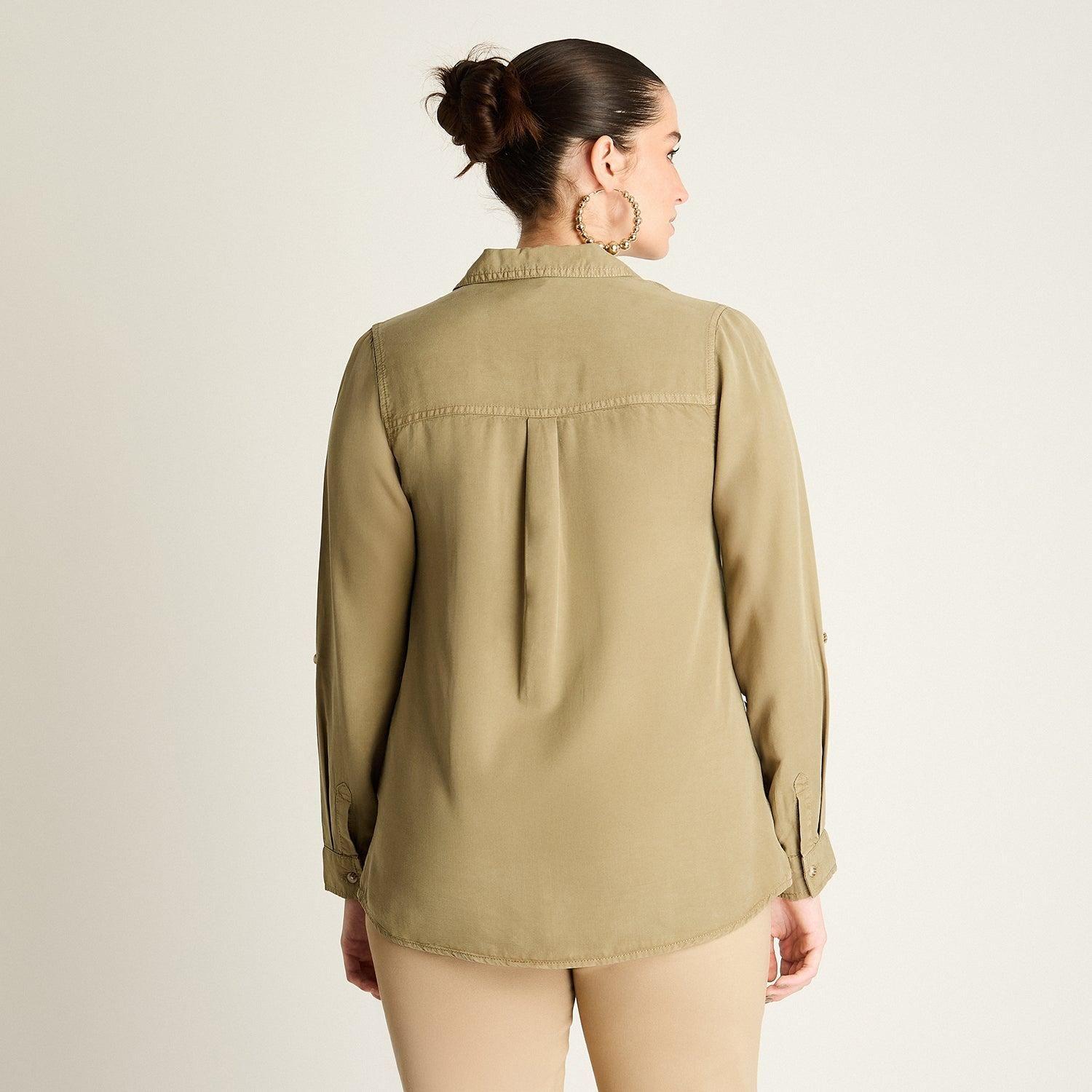 Blusa Verde con Estilo Safari-1