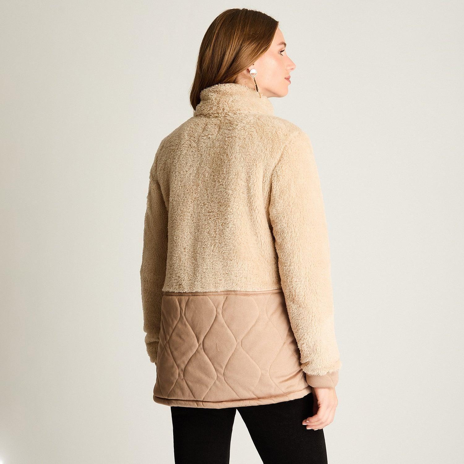 Polerón Coral Fleece Con Detalles En Quilted Beige-0