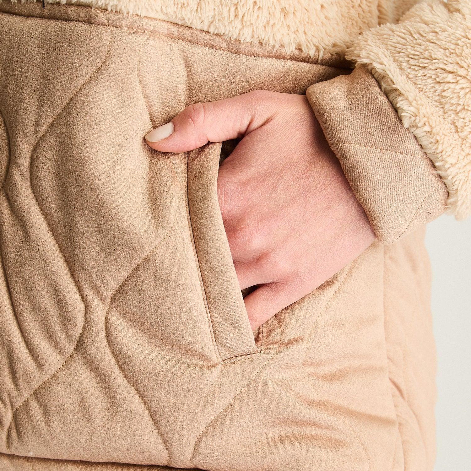 Polerón Coral Fleece Con Detalles En Quilted Beige-1