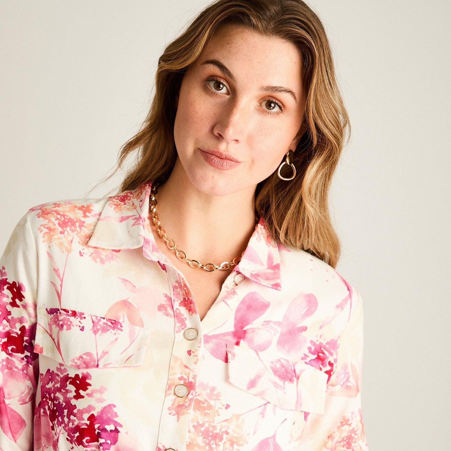 Blusa Rosada Estampada Manga 3/4-2