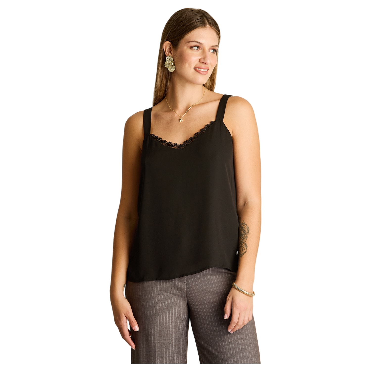Blusa Pabilo Lencera Negra con Tirantes Ajustables-0